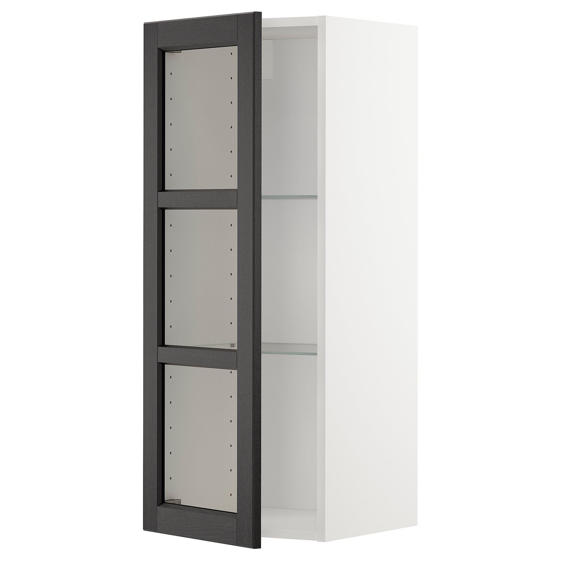 METOD, wall cabinet w shelves/glass door, 594.591.38