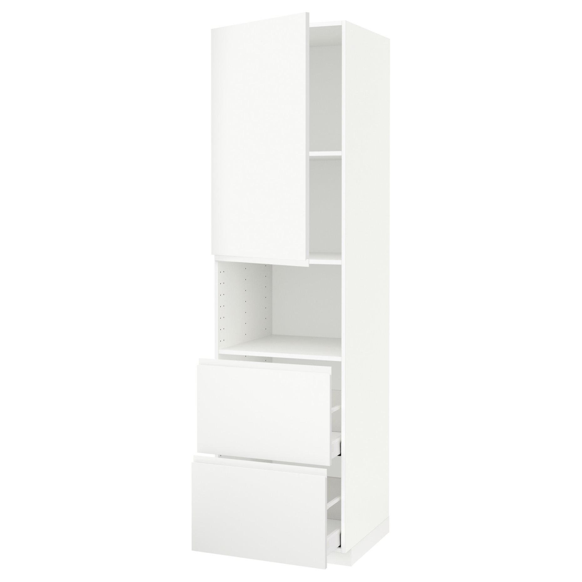 METOD, high cabinet for microwave with door/2 drawers, 60x60x220 cm, 594.640.26