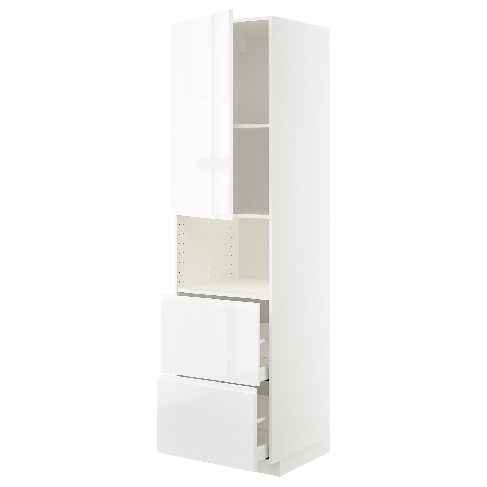 METOD, high cabinet for microwave with door/2 drawers, 60x60x220 cm, 594.680.10