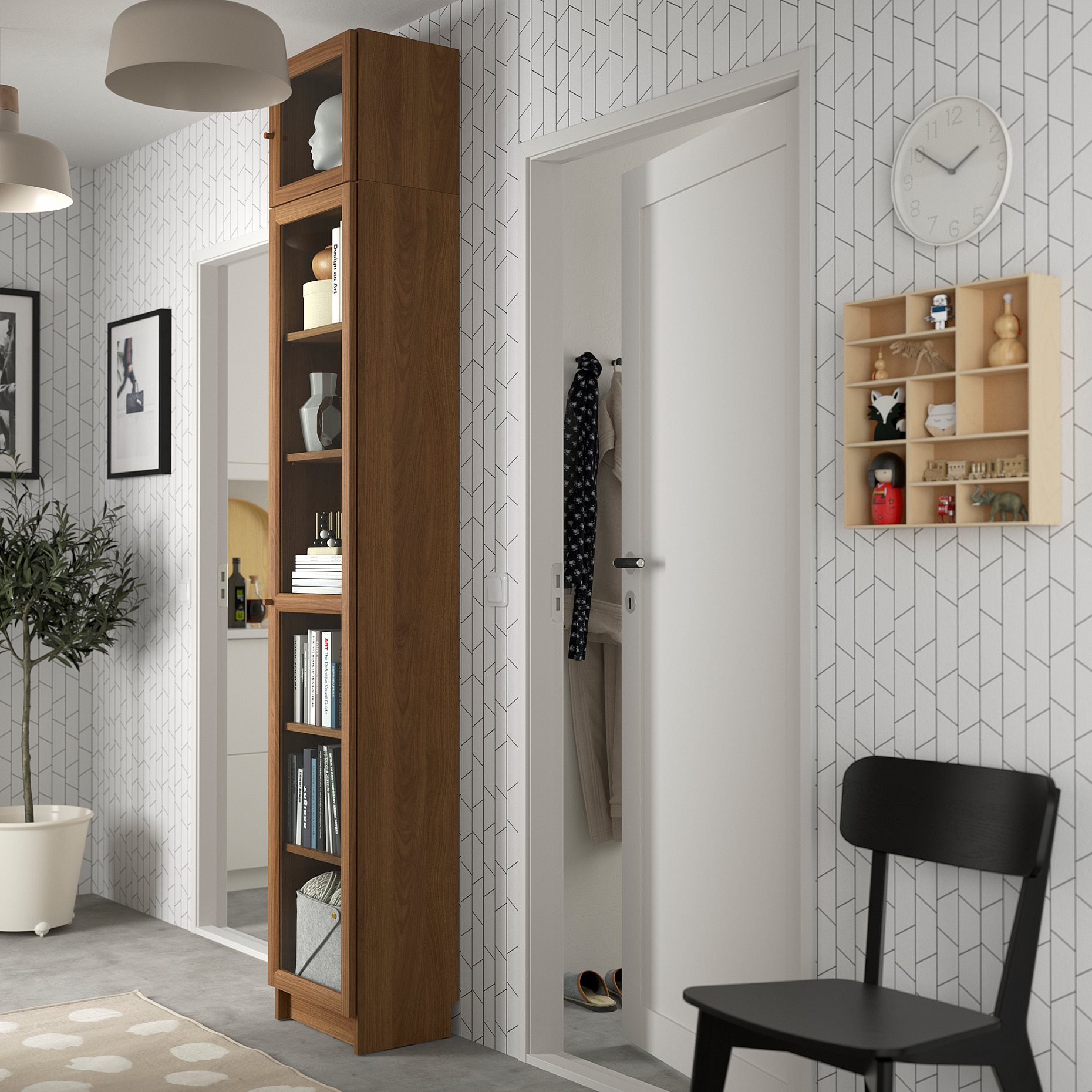BILLY/OXBERG, bookcase with glass doors/height extension unit, 40x30x237 cm, 594.833.60