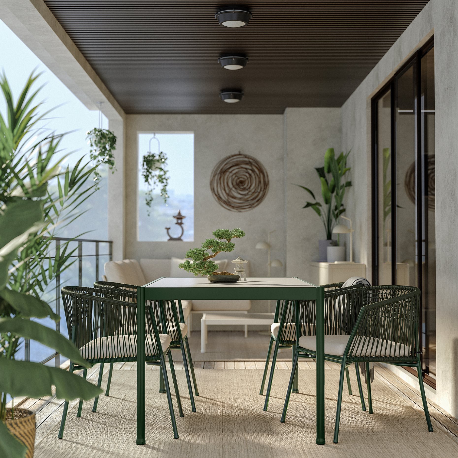 SEGERÖN, table and 4 chairs with armrests/outdoor, 147 cm, 594.948.44