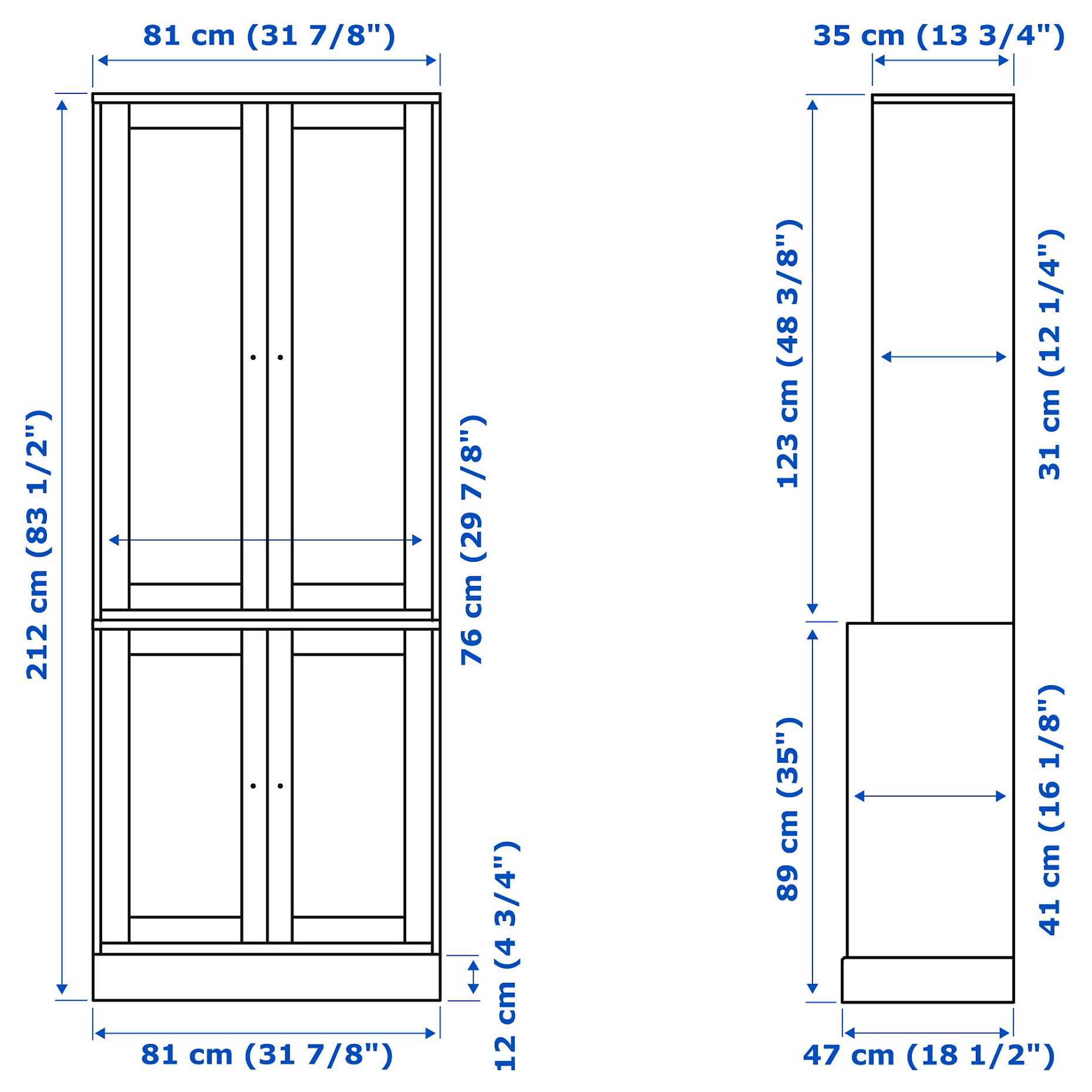 HAVSTA, storage combination with doors, 81x47x212 cm, 595.347.55
