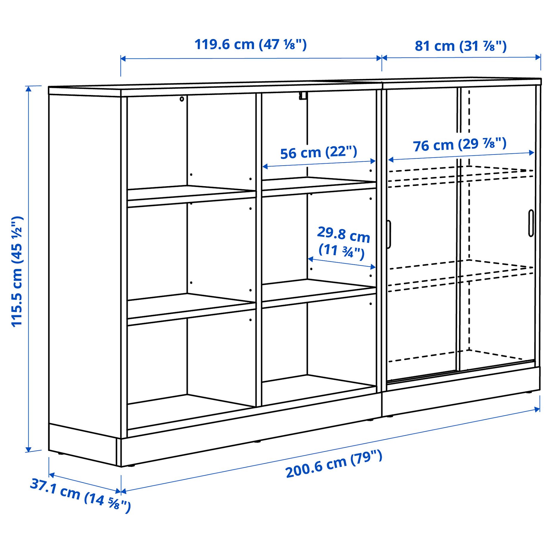 TONSTAD, storage combination, 201x37x116 cm, 595.717.57
