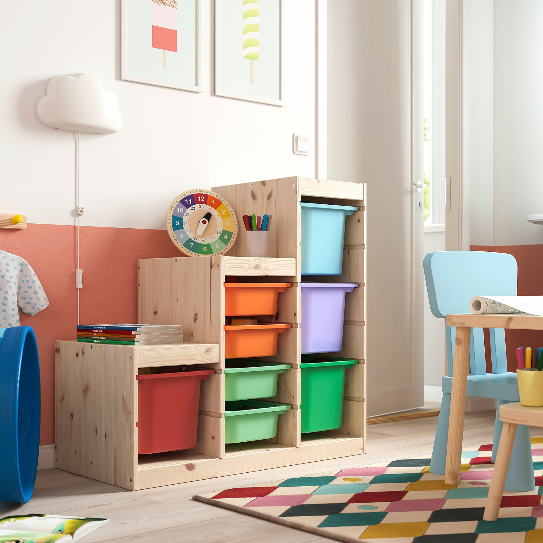 TROFAST, storage combination with boxes, 94x44x91 cm, 595.743.36