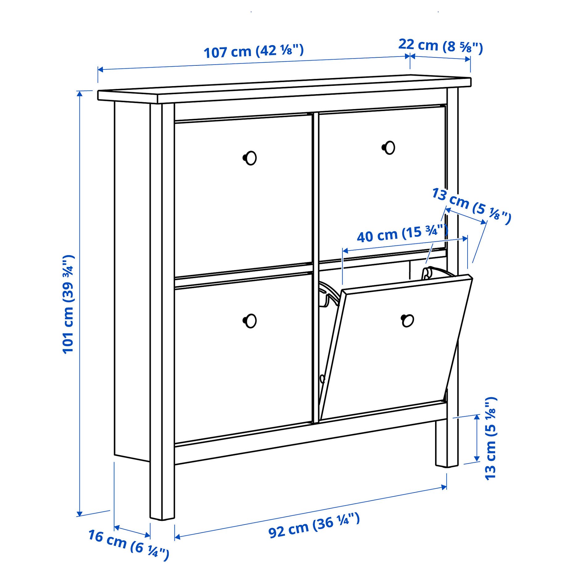 HEMNES, shoe cabinet with 4 compartments, 601.561.21