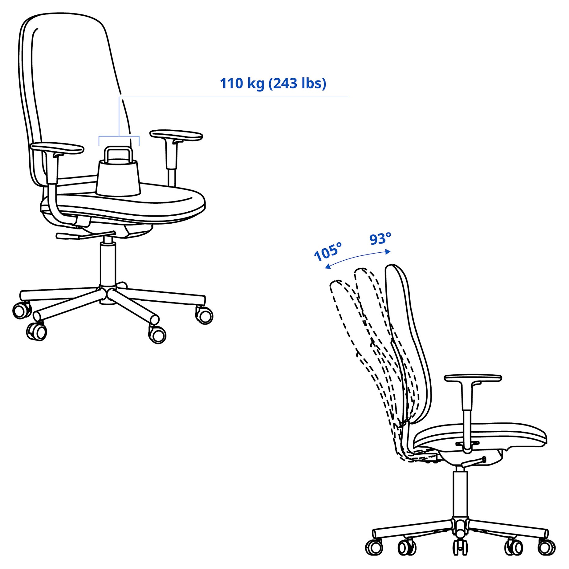 SMORKULL, office chair with armrests, 605.034.37