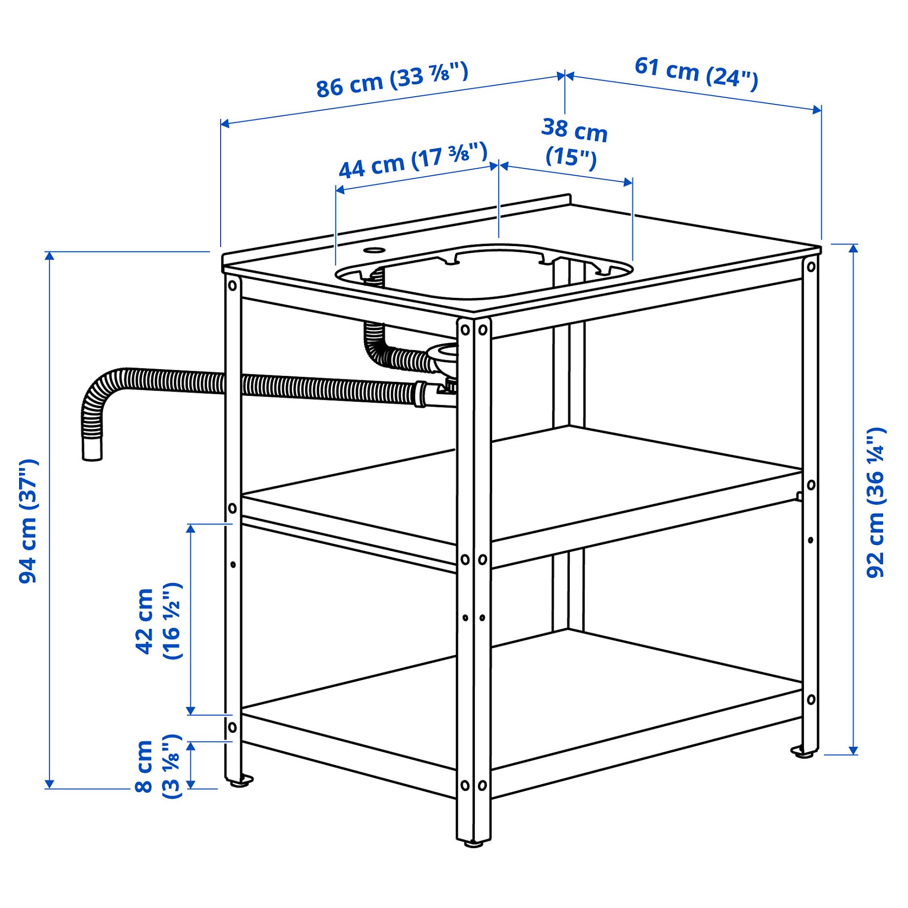 GRILLSKÄR, unit for sink/outdoor, 86x61 cm, 605.232.75