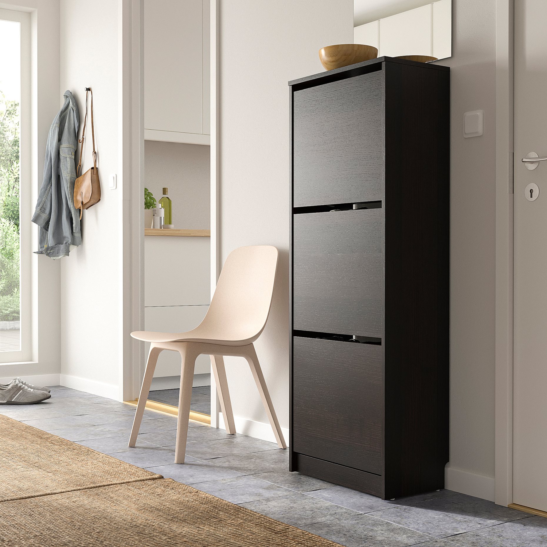 BISSA, shoe cabinet with 3 compartments, 49x28x135 cm, 605.302.09