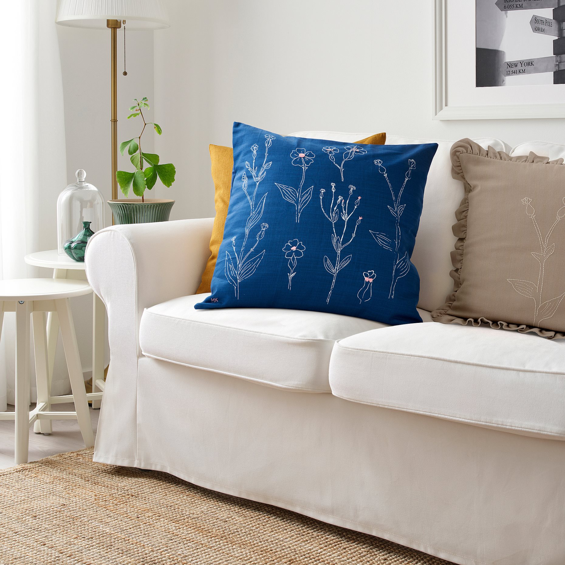 AKERNEJLIKA, cushion cover/ embroidery, 50x50 cm, 605.566.33