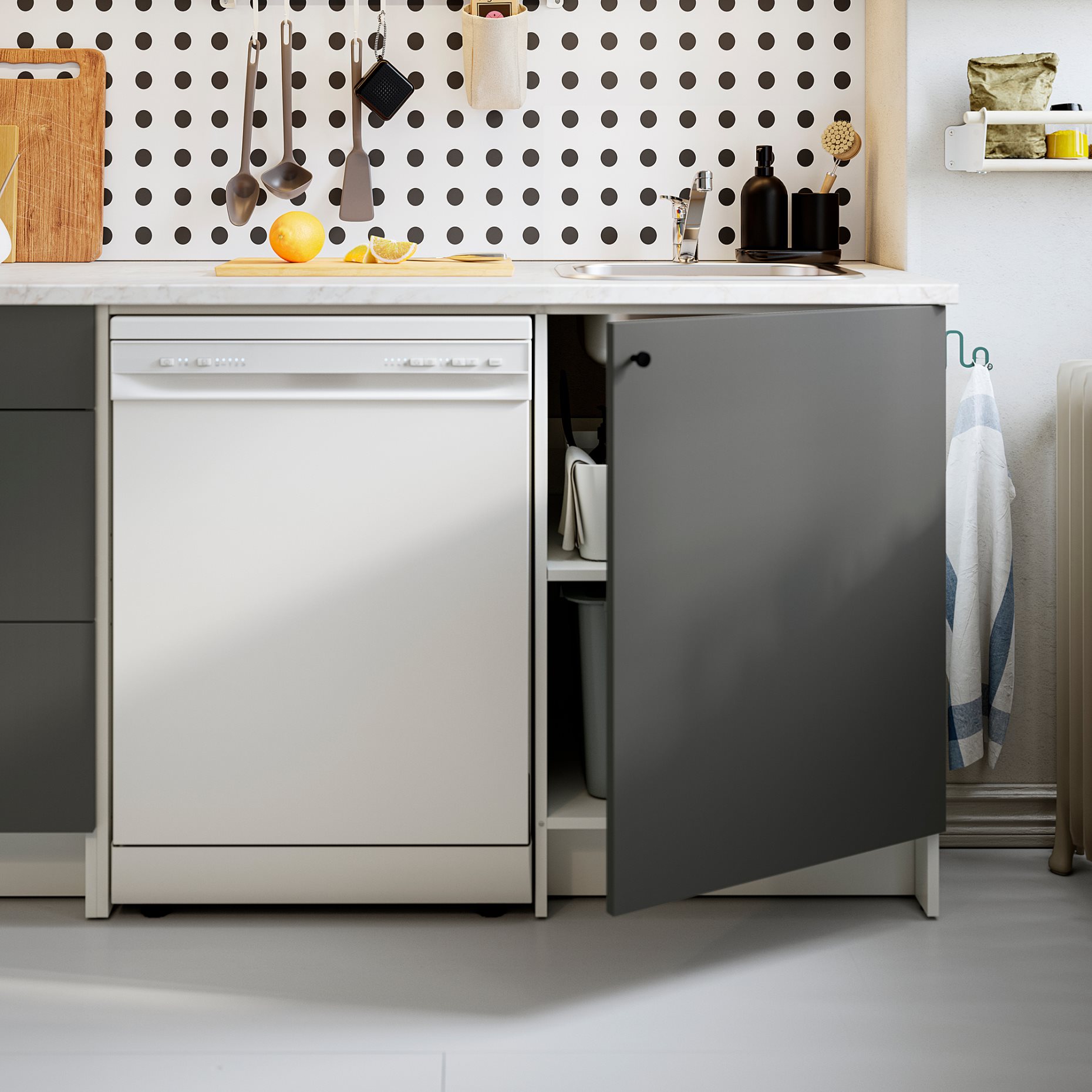 KNOXHULT, base cabinet with door and niche, 120x61x91 cm, 606.042.43
