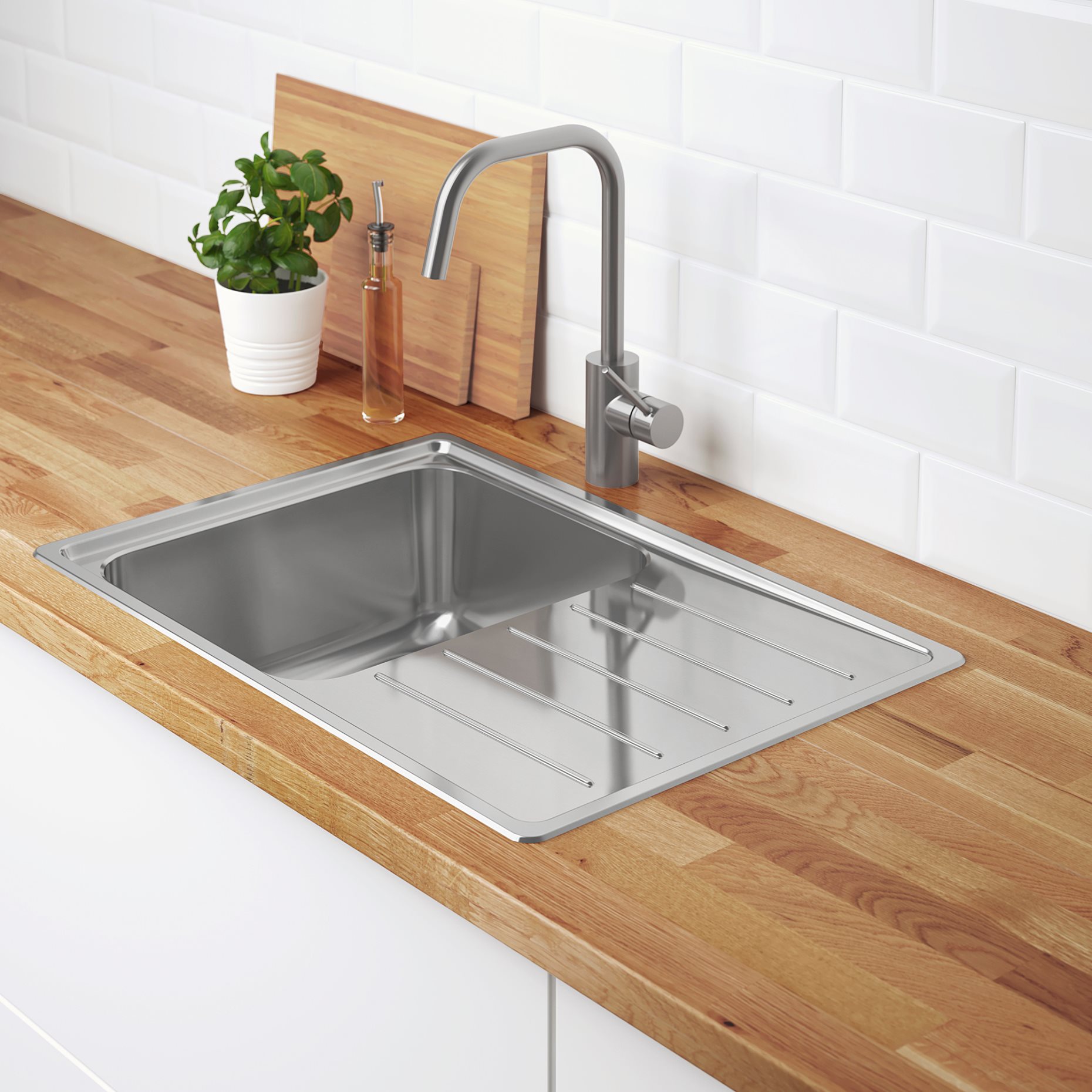 VATTUDALEN, inset sink, 1 bowl with drainboard, 69x47 cm, 691.581.68