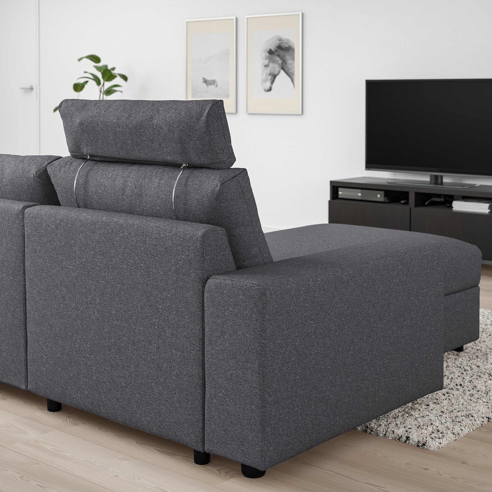 VIMLE, 3-seat sofa with chaise longue with headrest with wide armrests, 694.012.98