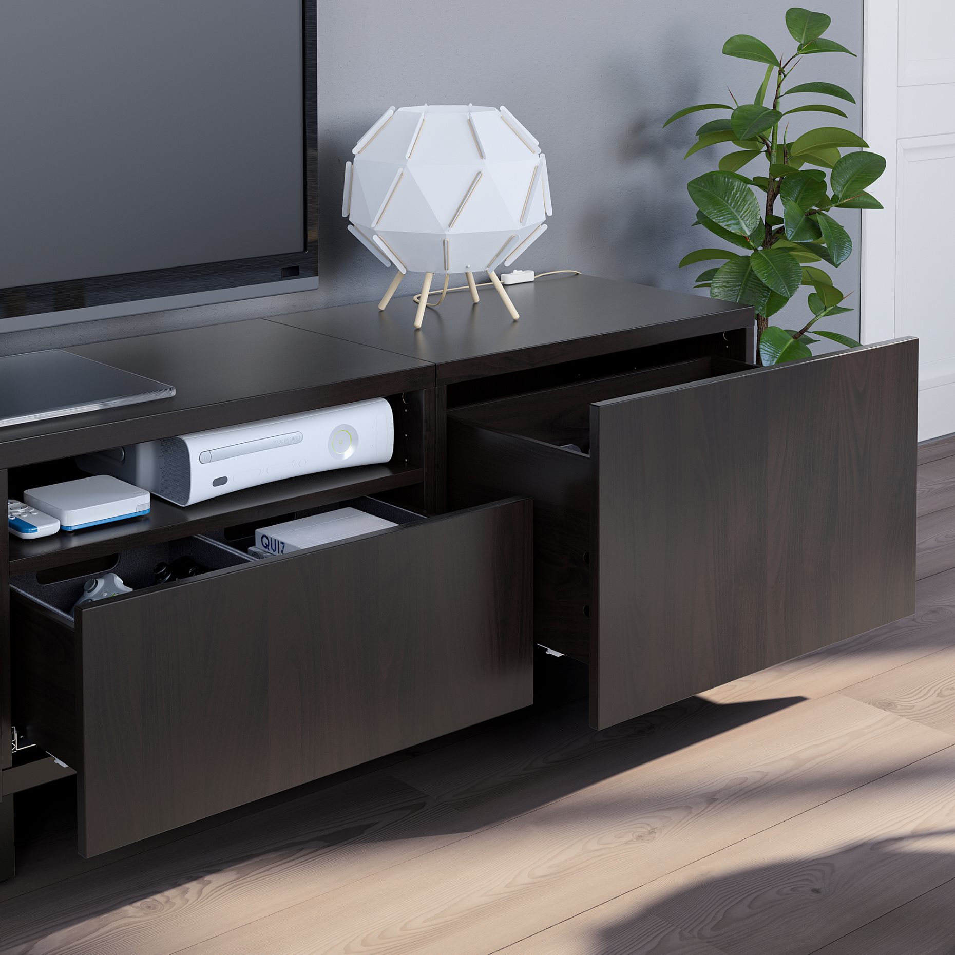 BESTÅ, TV storage combination/doors/drawers push open, 240x42x230 cm, 694.119.47