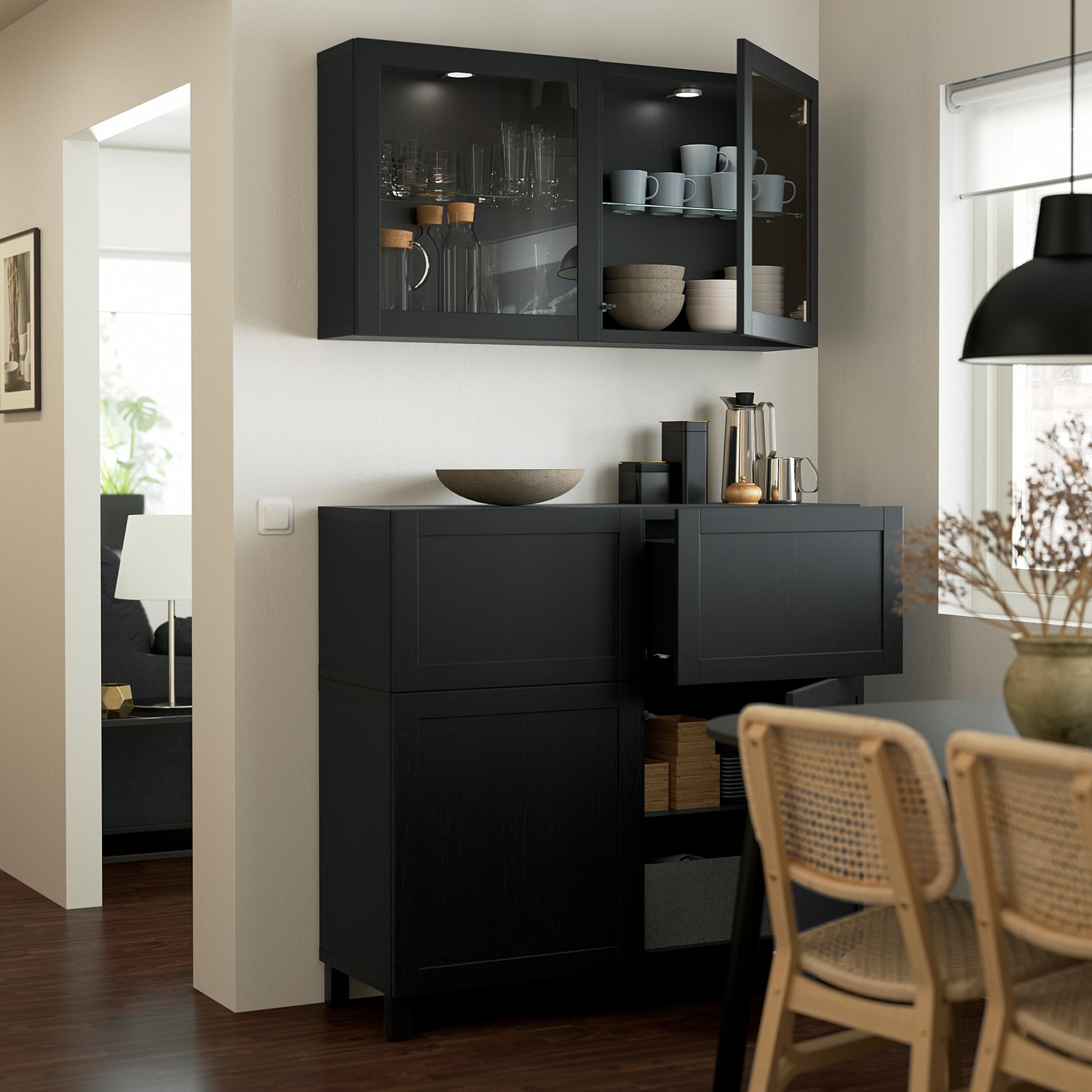 BESTÅ, storage combination with doors/drawers soft closing, 120x42x213 cm, 694.124.90