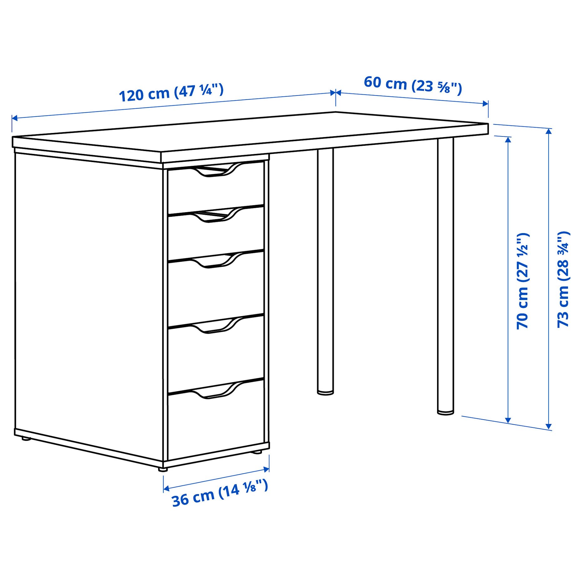 LAGKAPTEN/ALEX, desk, 120x60 cm, 694.168.17