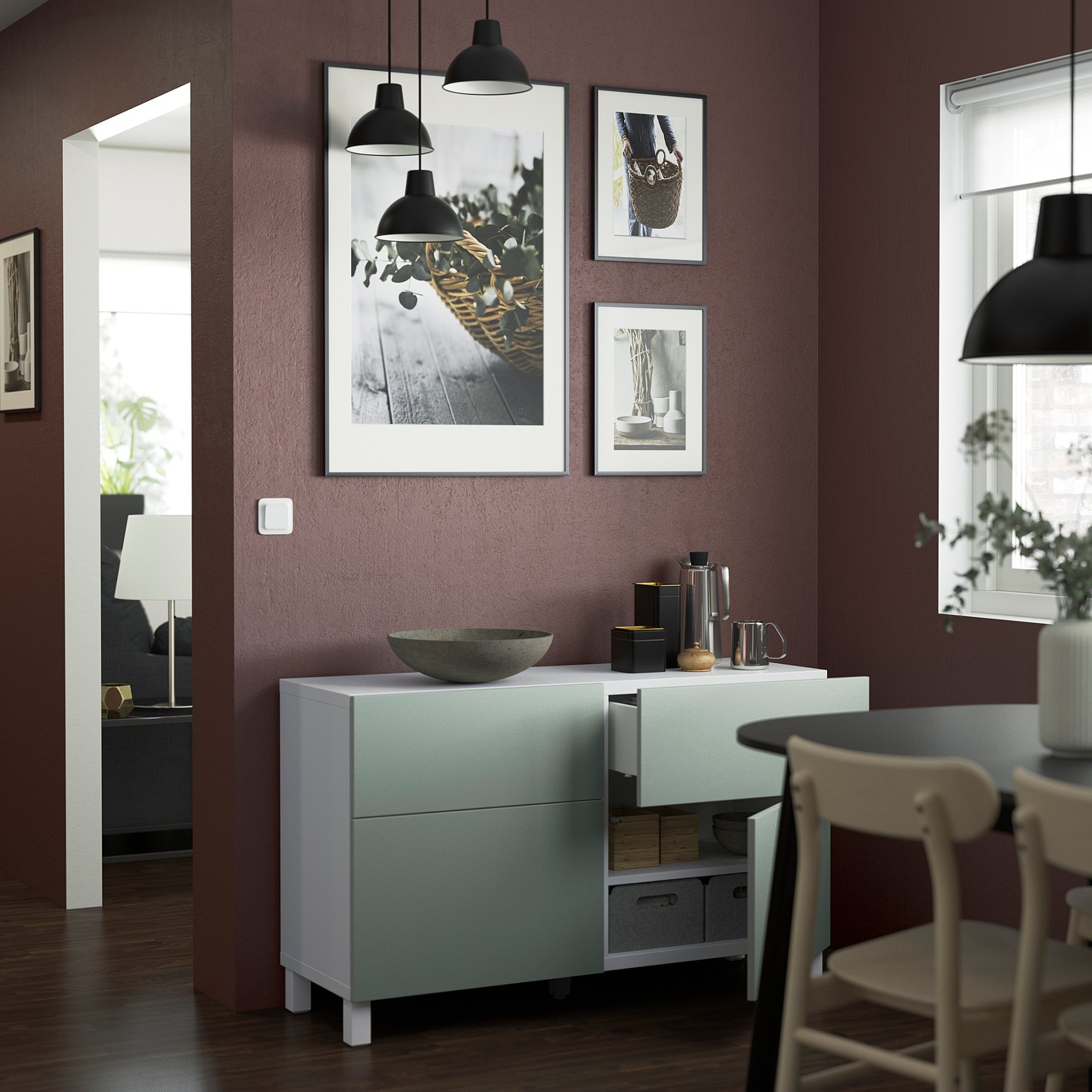 BESTÅ, storage combination with doors/drawers push-open, 120x42x74 cm, 694.215.31