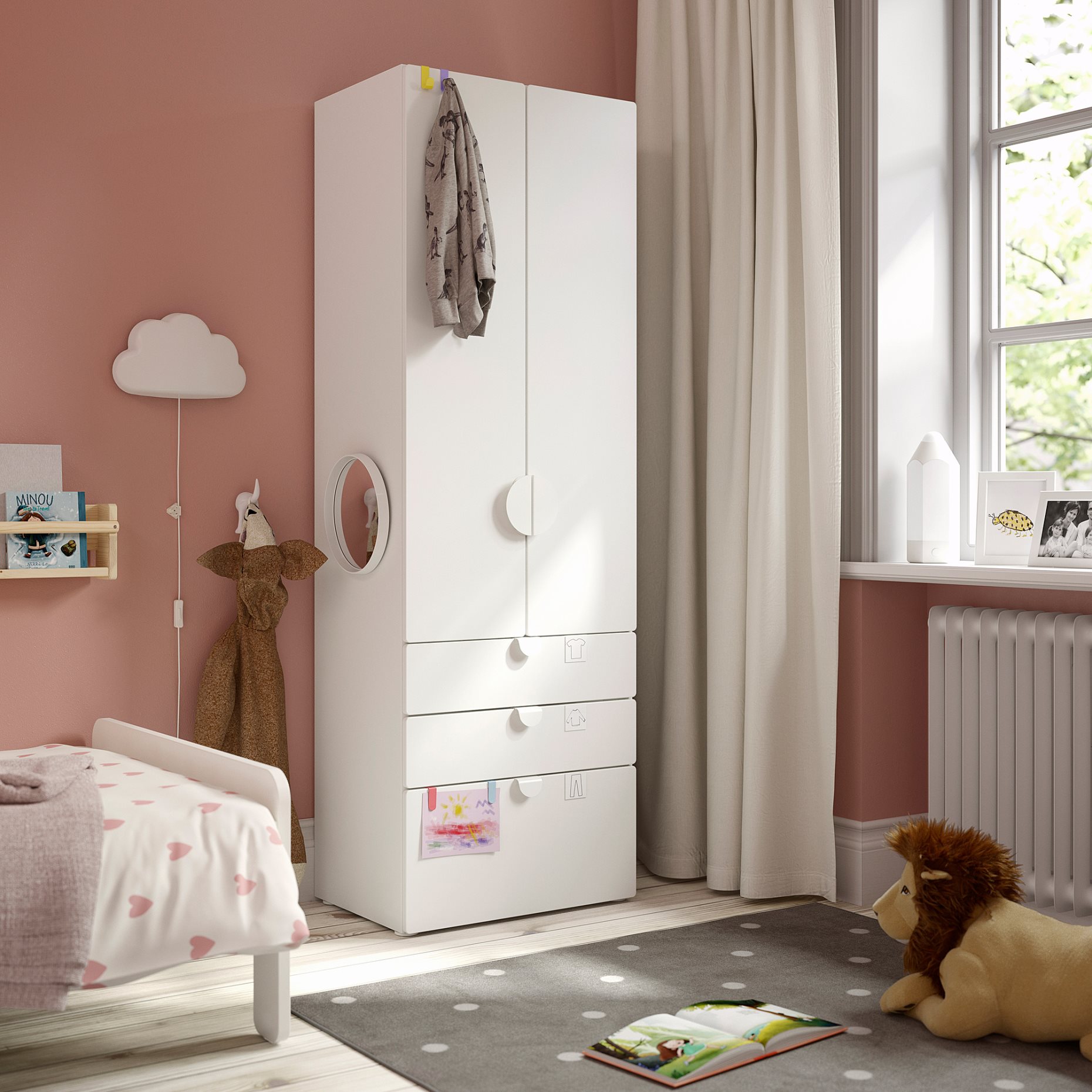 SMASTAD/PLATSA, wardrobe with 3 drawers, 60x42x181 cm, 694.262.08