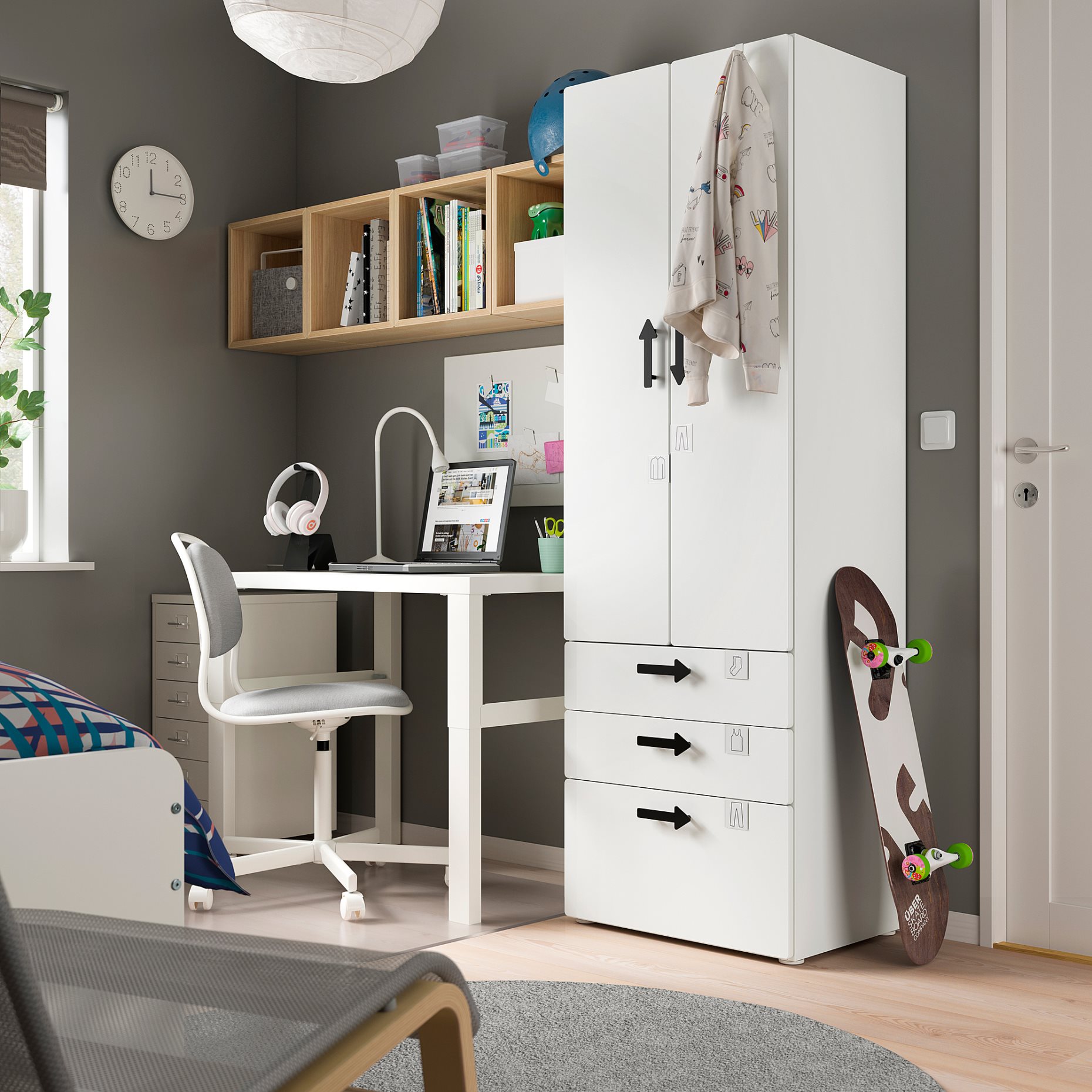 SMASTAD/PLATSA, wardrobe with 3 drawers, 60x42x181 cm, 694.262.08
