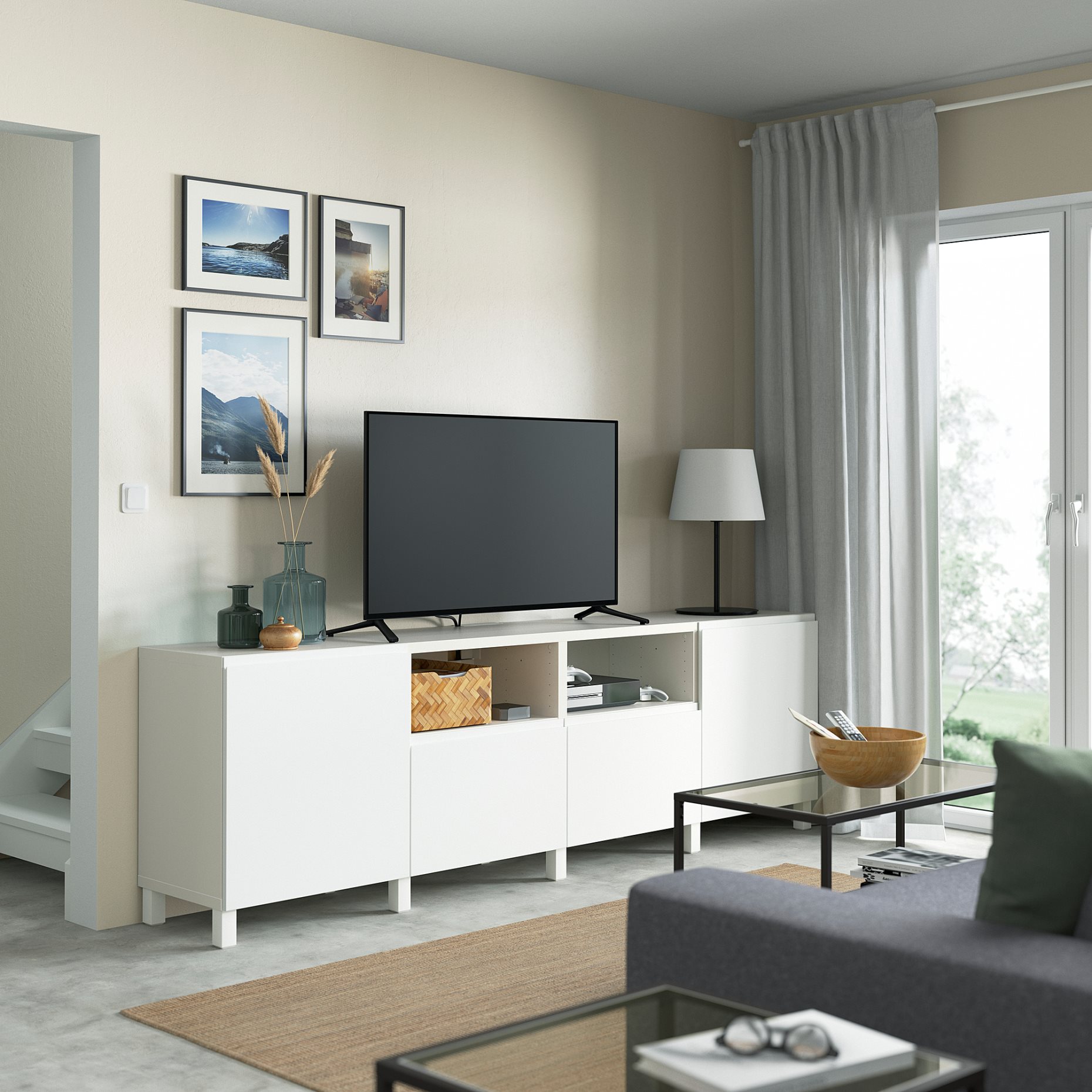 BESTÅ, έπιπλο TV με πόρτες και συρτάρια, 240x42x74 cm, 694.347.55