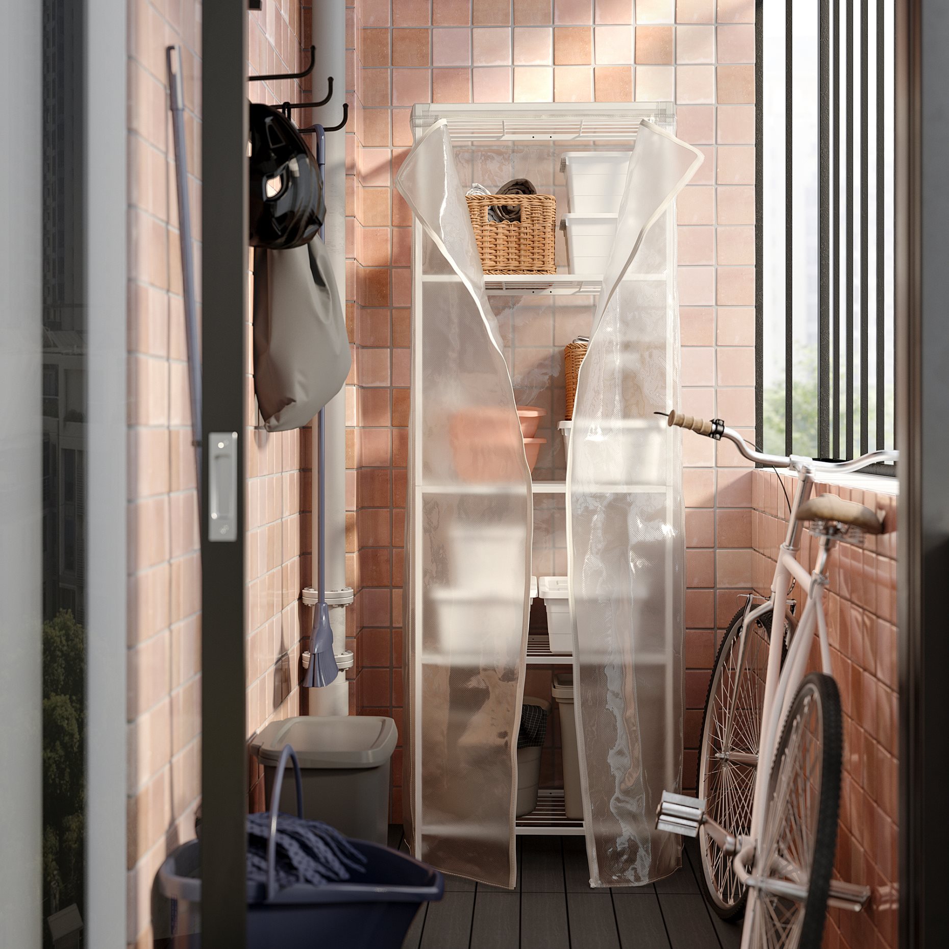 JOSTEIN, shelving unit with cover/in/outdoor/wire, 61x41x180 cm, 694.372.16