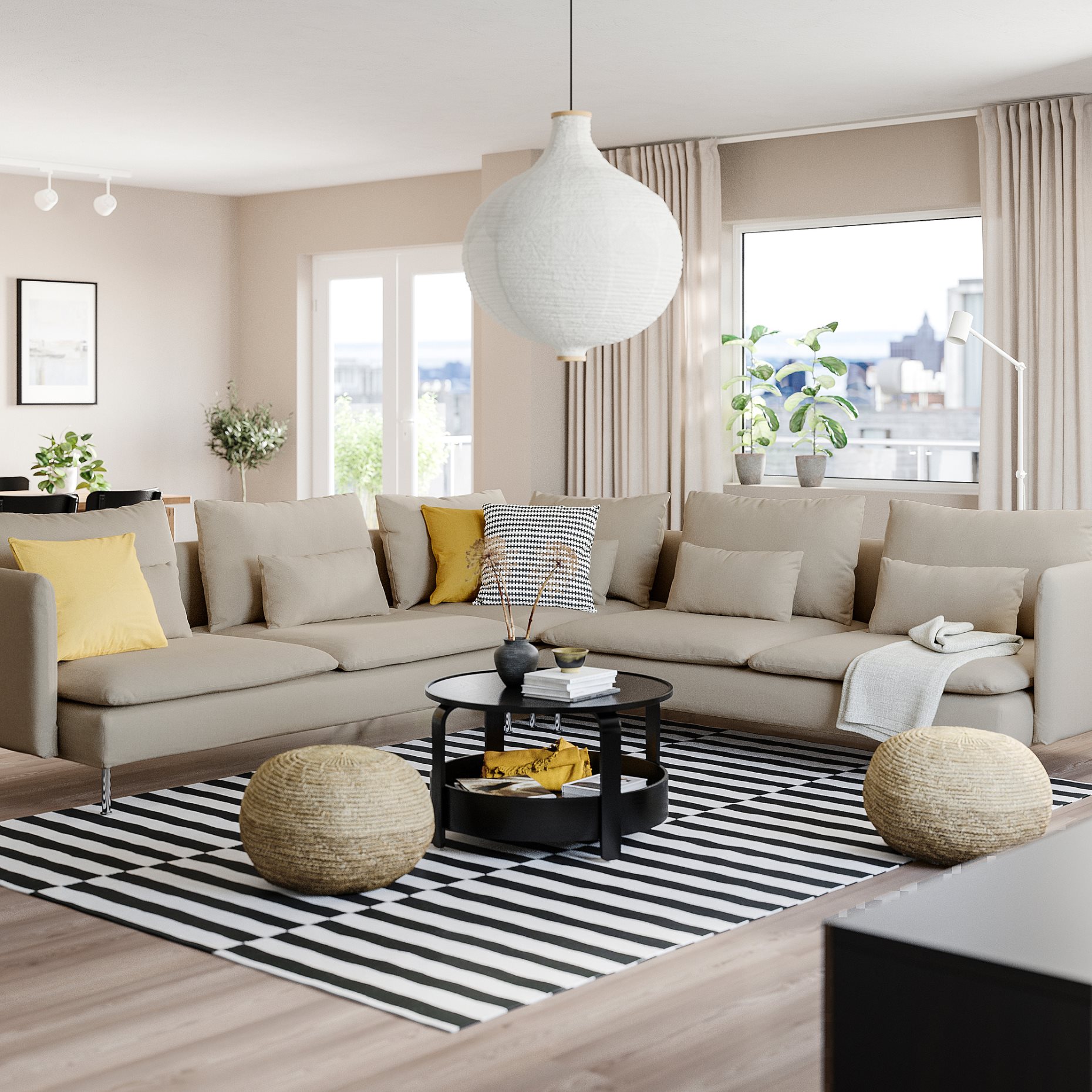 SÖDERHAMN, corner sofa, 6-seat, 694.496.67