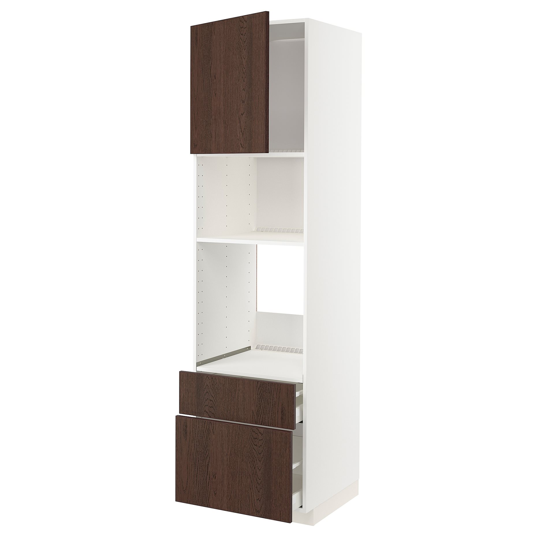 METOD, high cabinet for oven/microwave with door/2 drawers, 60x60x220 cm, 694.594.87