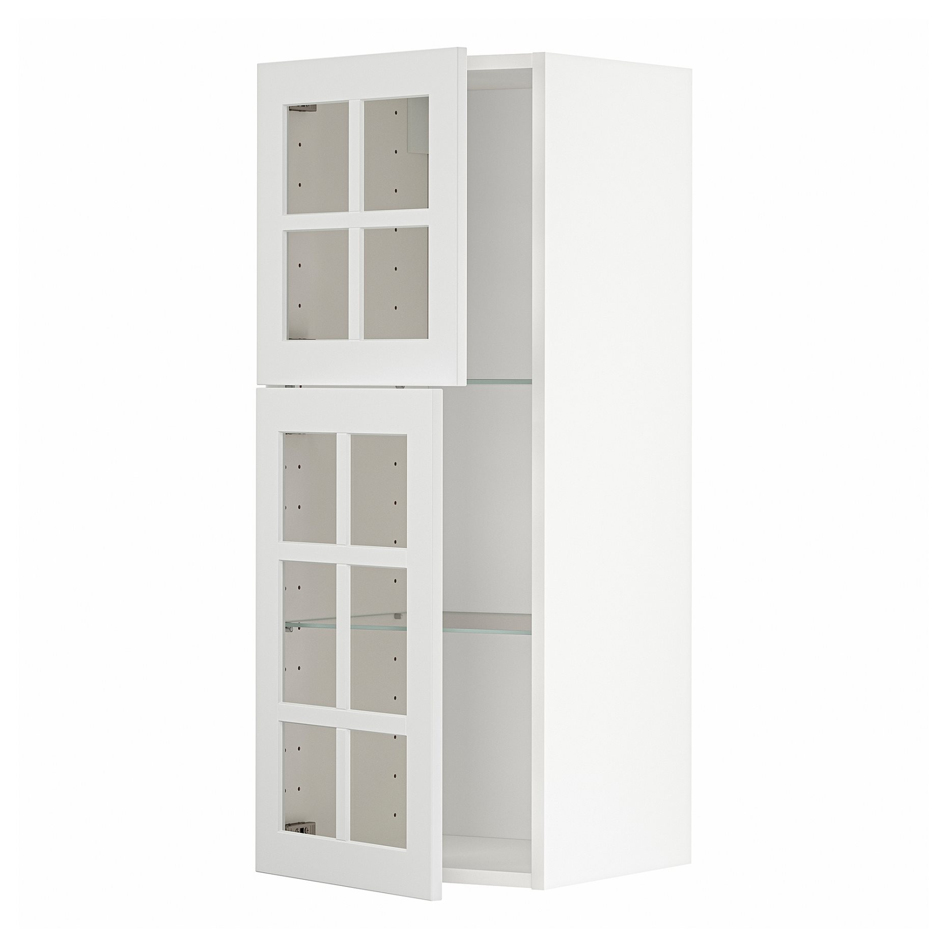METOD, wall cabinet with shelves/2 glass doors, 40x100 cm, 694.645.73