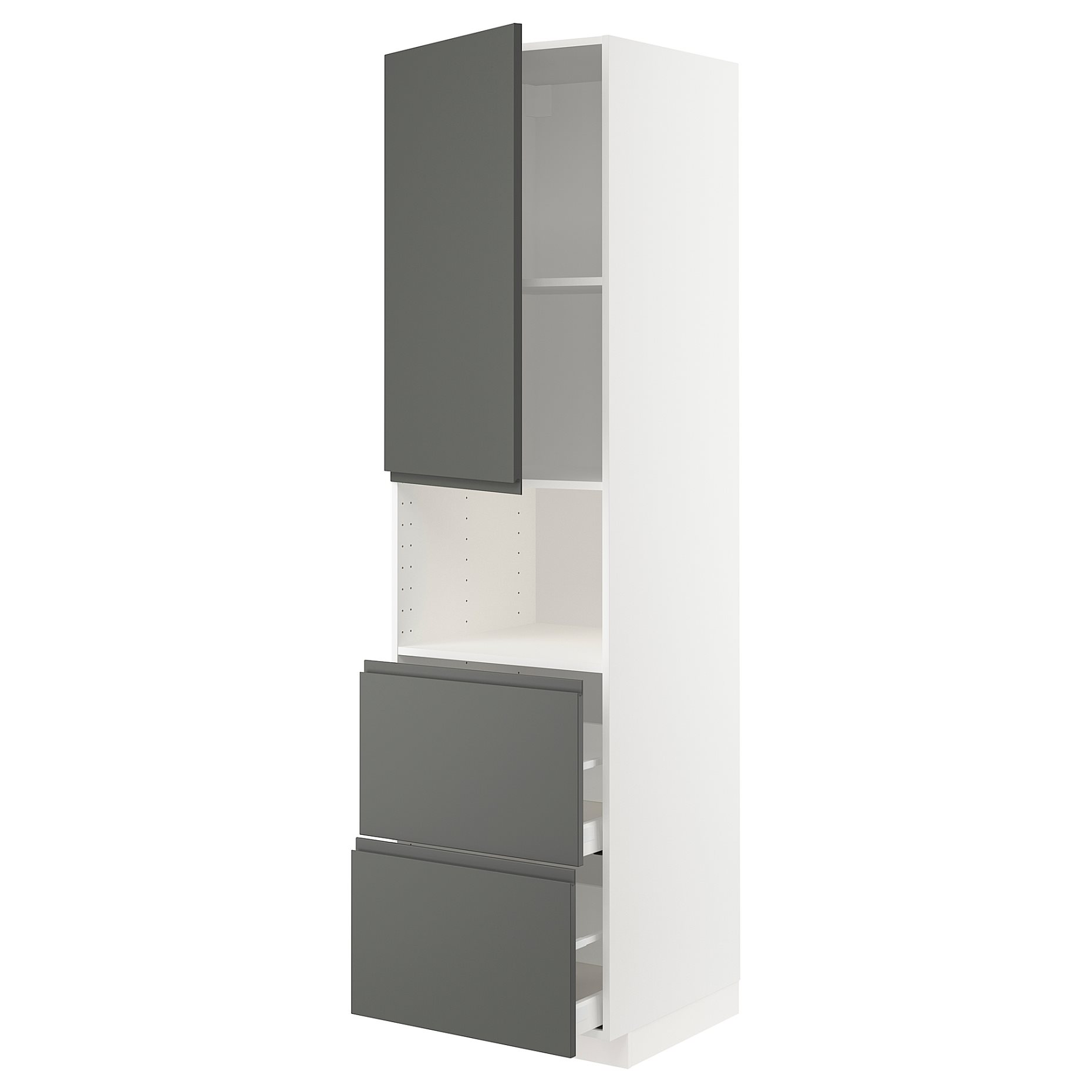METOD, high cabinet for microwave with door/2 drawers, 60x60x220 cm, 694.675.38