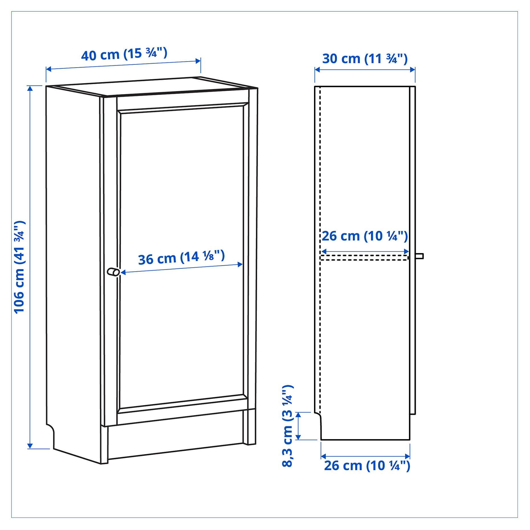 BILLY/OXBERG, bookcase with door, 40x30x106 cm, 694.832.89