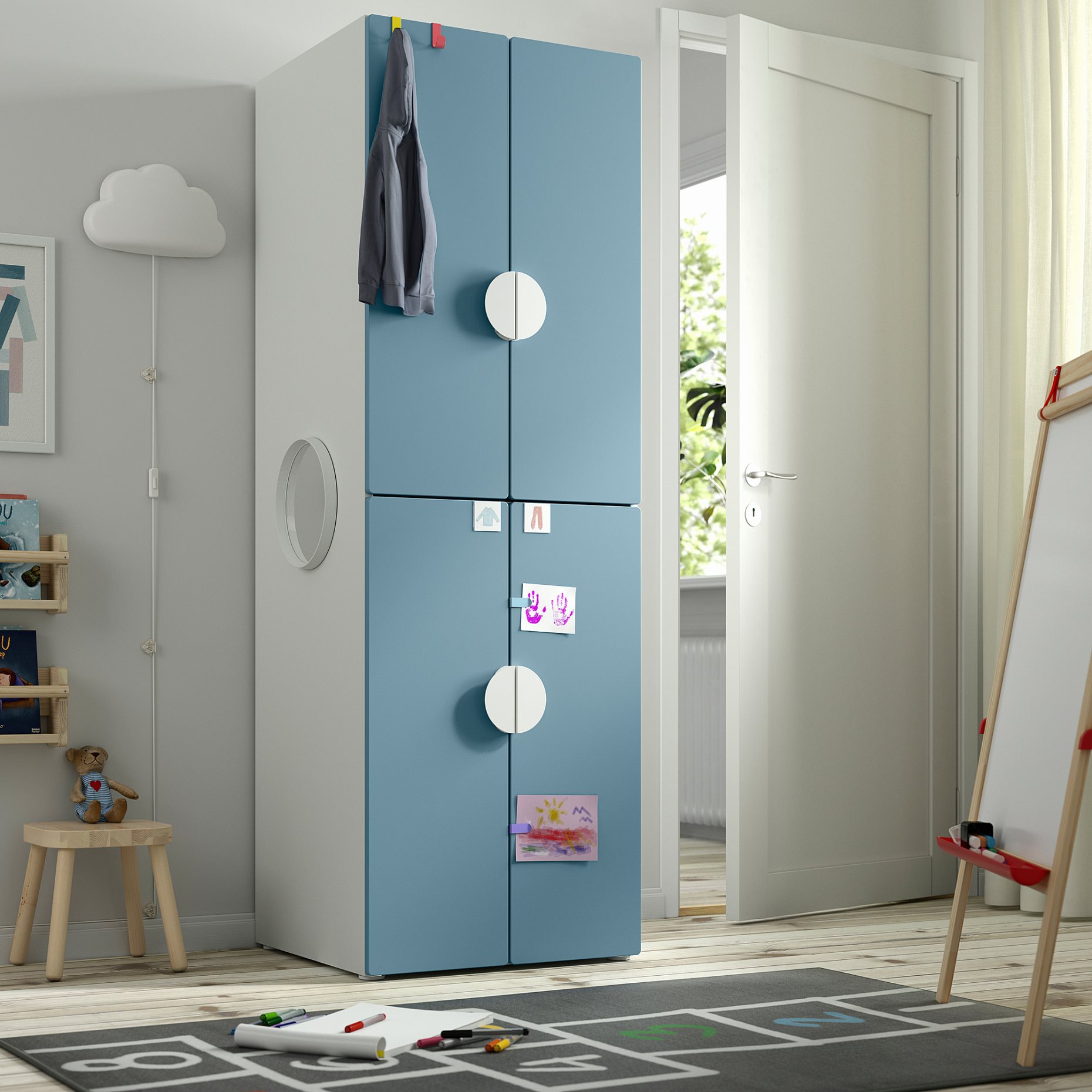 SMASTAD/PLATSA, wardrobe with 2 clothes rails, 60x57x181 cm, 695.465.31