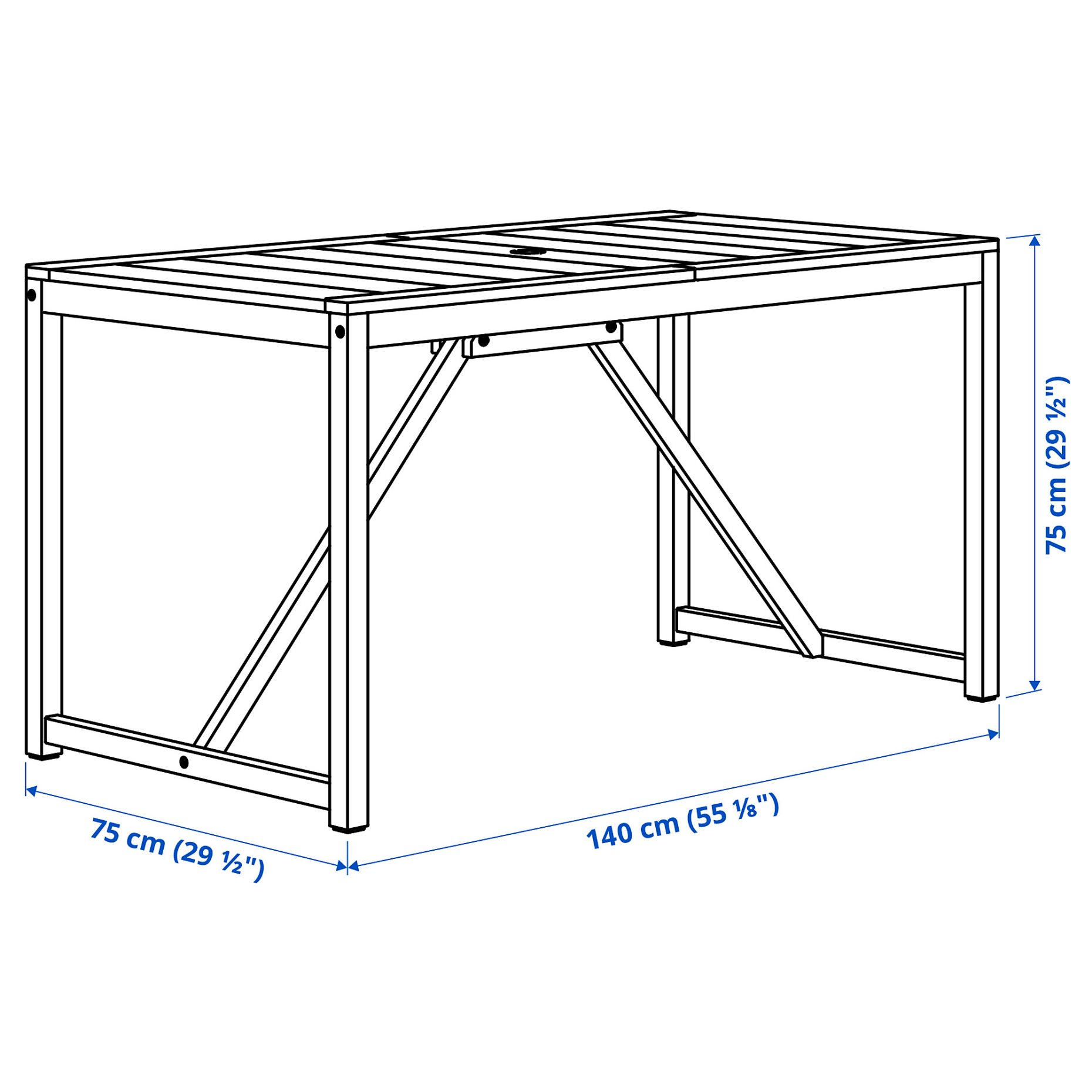 NÄMMARÖ, table with 4 chairs with armrests/outdoor, 140x75 cm, 695.752.55