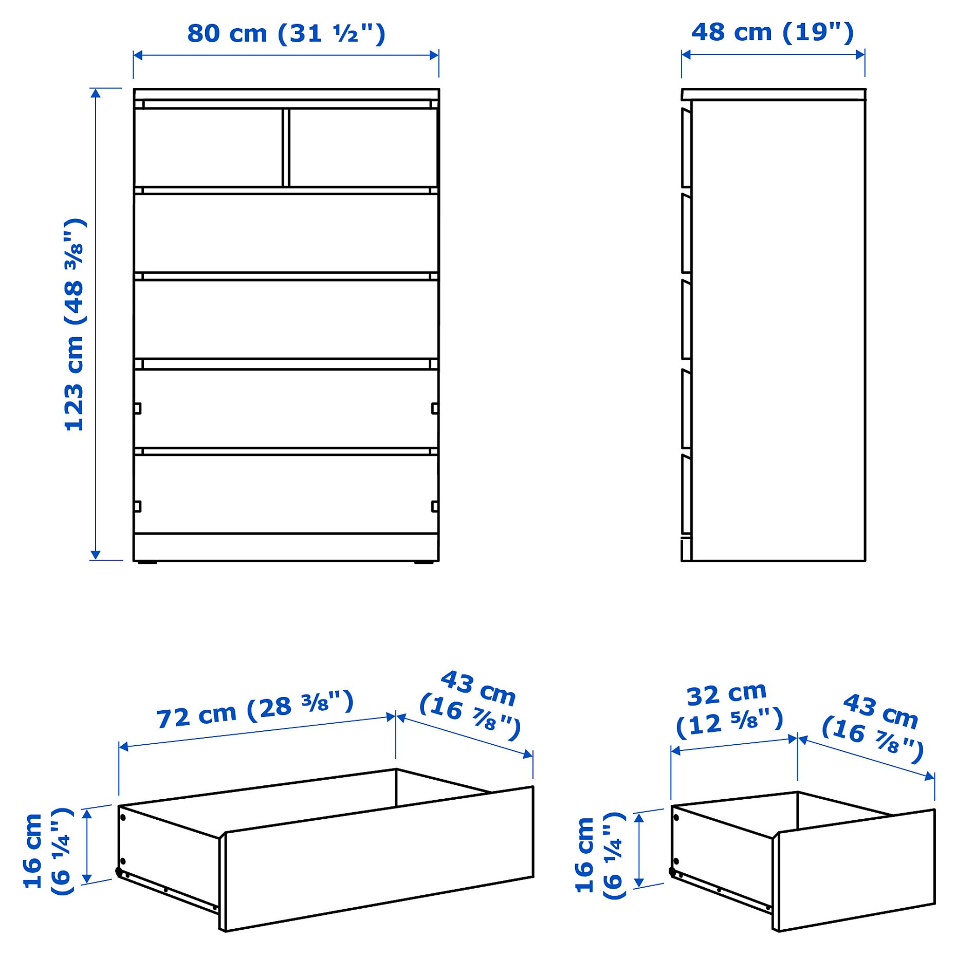 MALM, chest of 6 drawers, 704.036.06