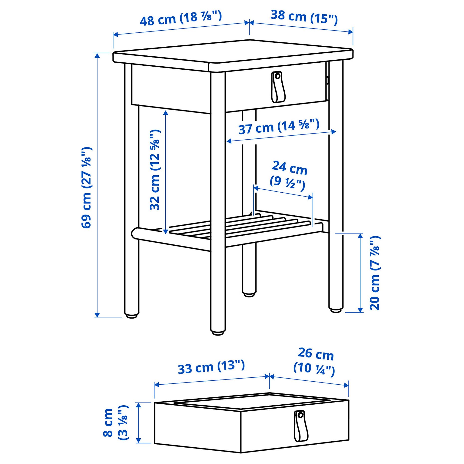 BJÖRKSNÄS, bedside table, 704.073.60