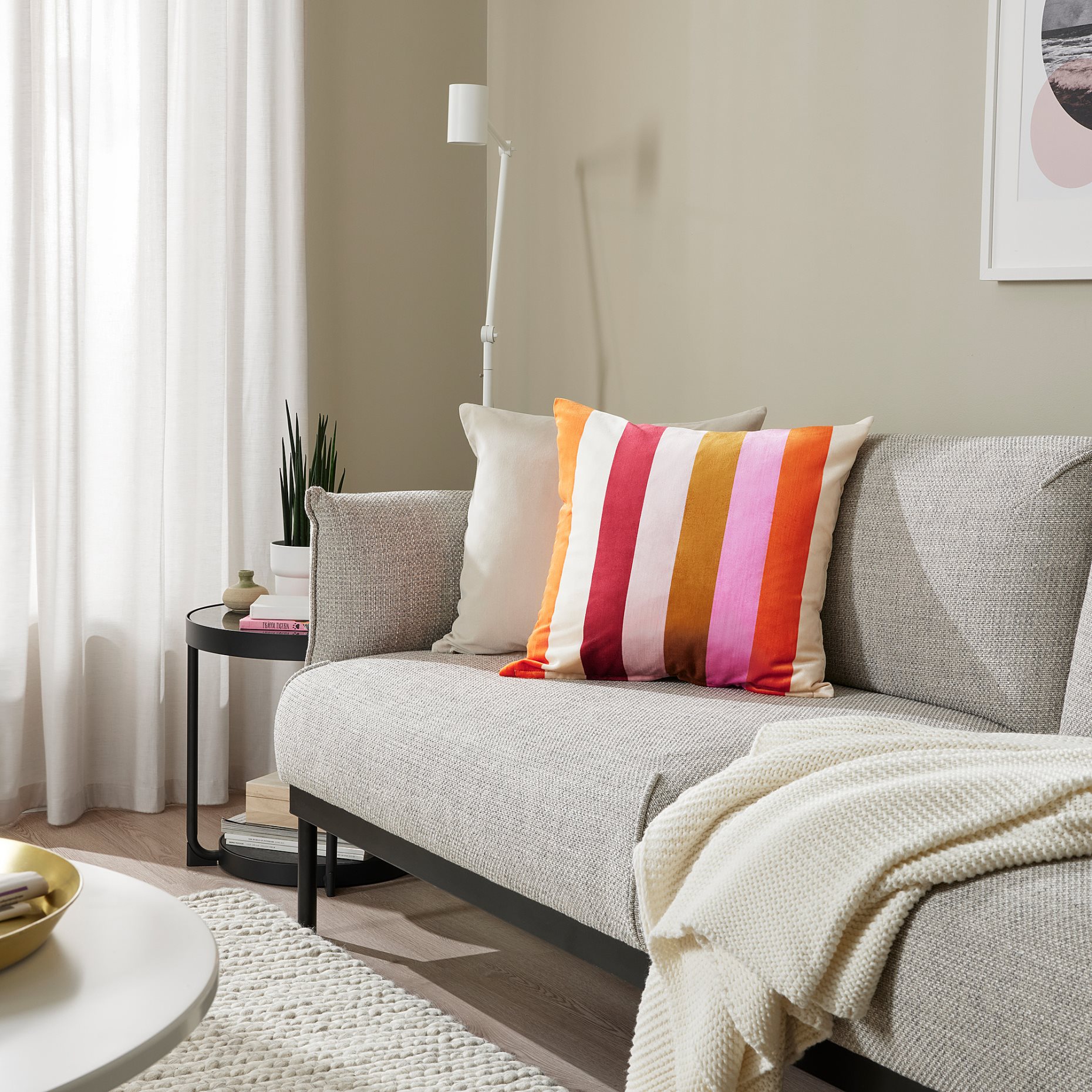 VATTENVÄN, cushion cover/striped, 50x50 cm, 705.432.92