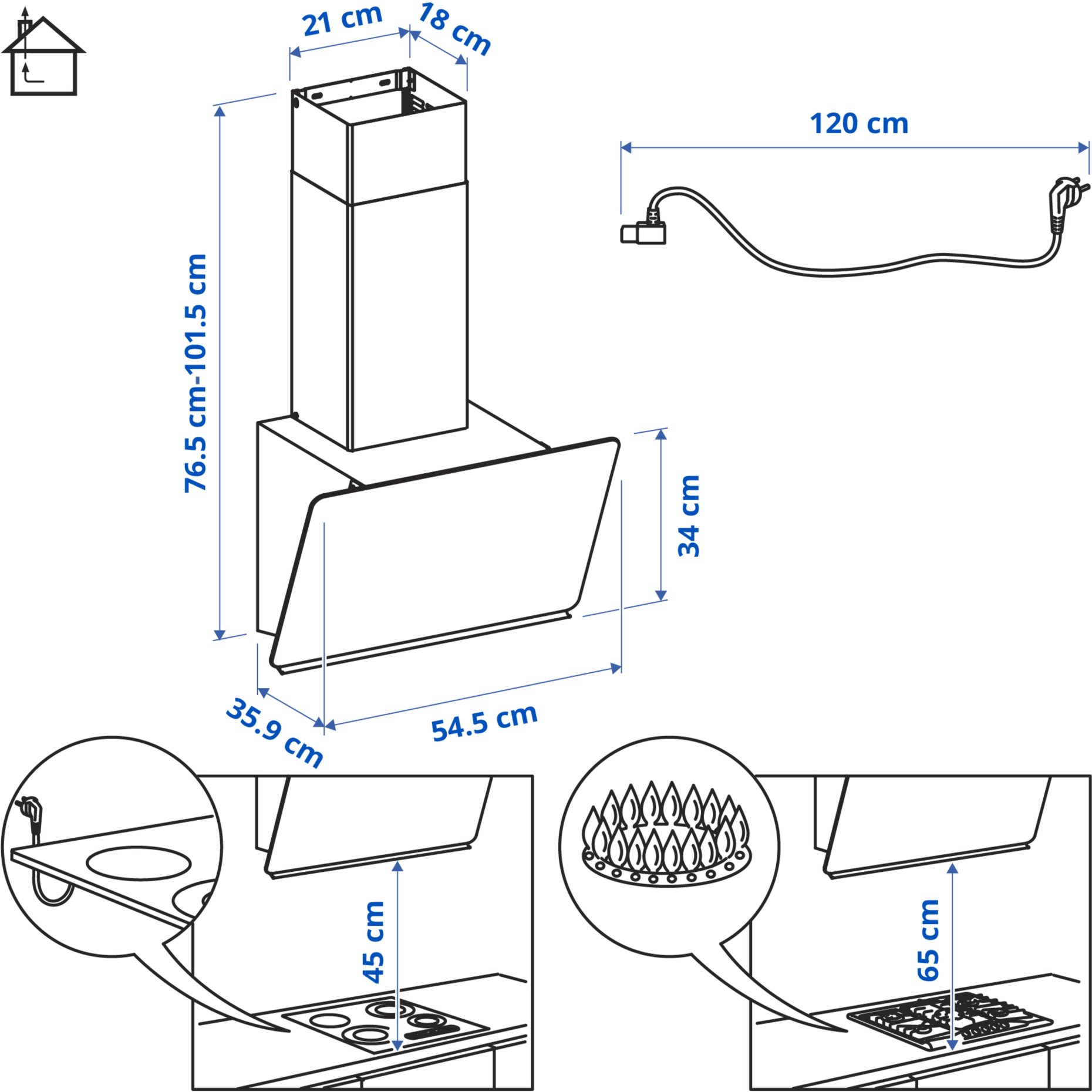 STACKBO, απορροφητήρας τοίχου/IKEA 300, 55 cm, 706.023.71