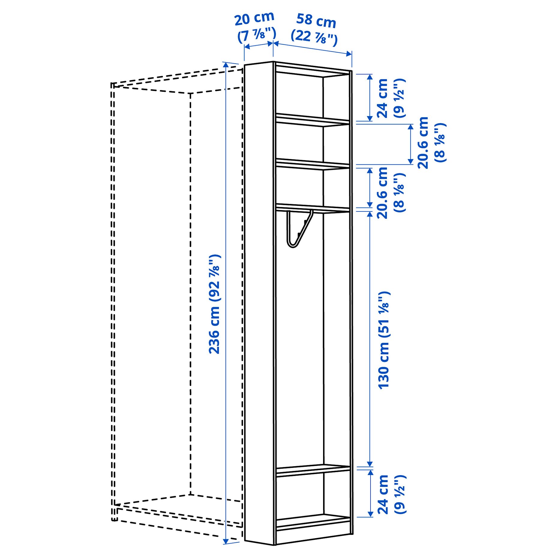 PAX, add-on end-unit, 20x58x236 cm, 706.038.51