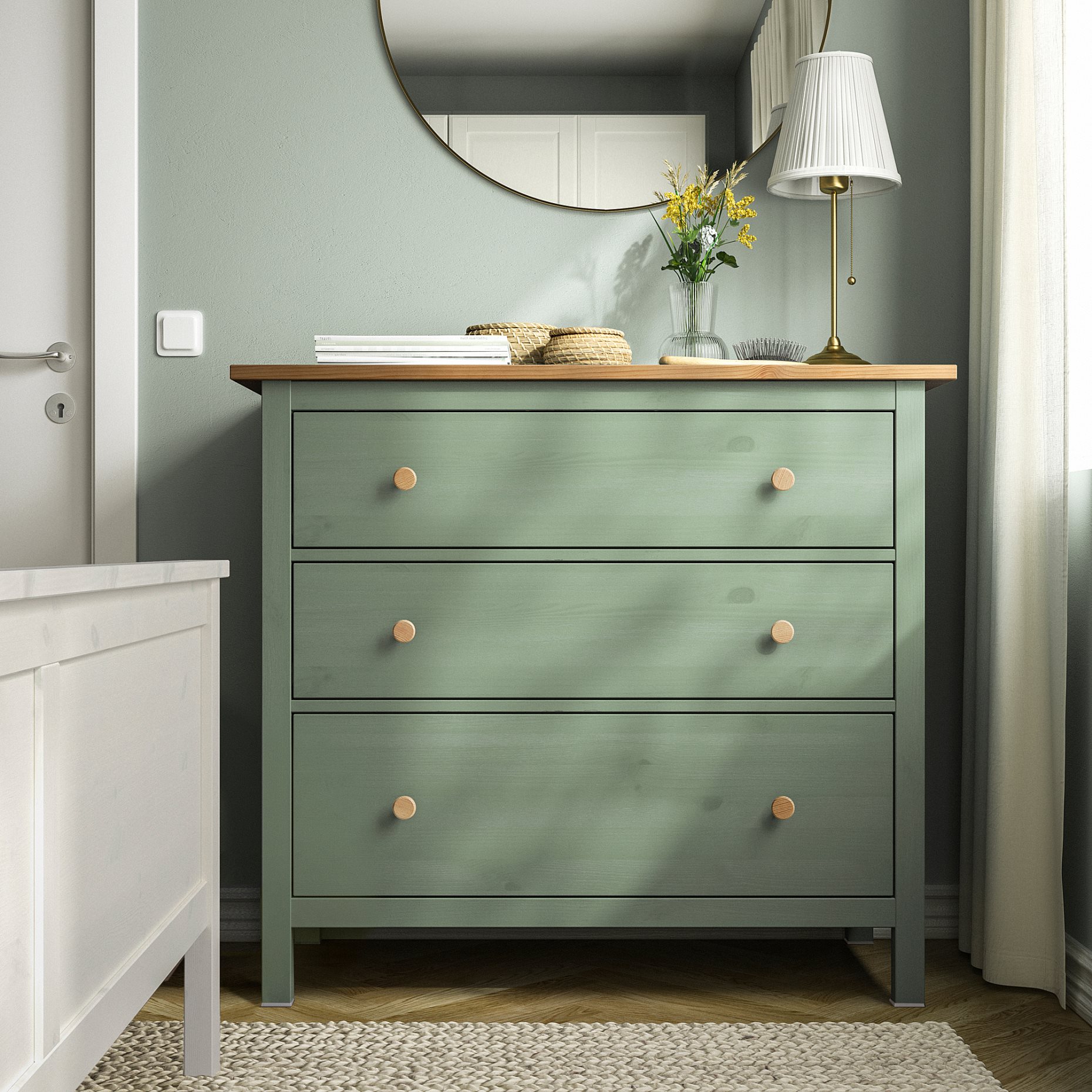 HEMNES, chest of 3 drawers, 108x96 cm, 706.107.38