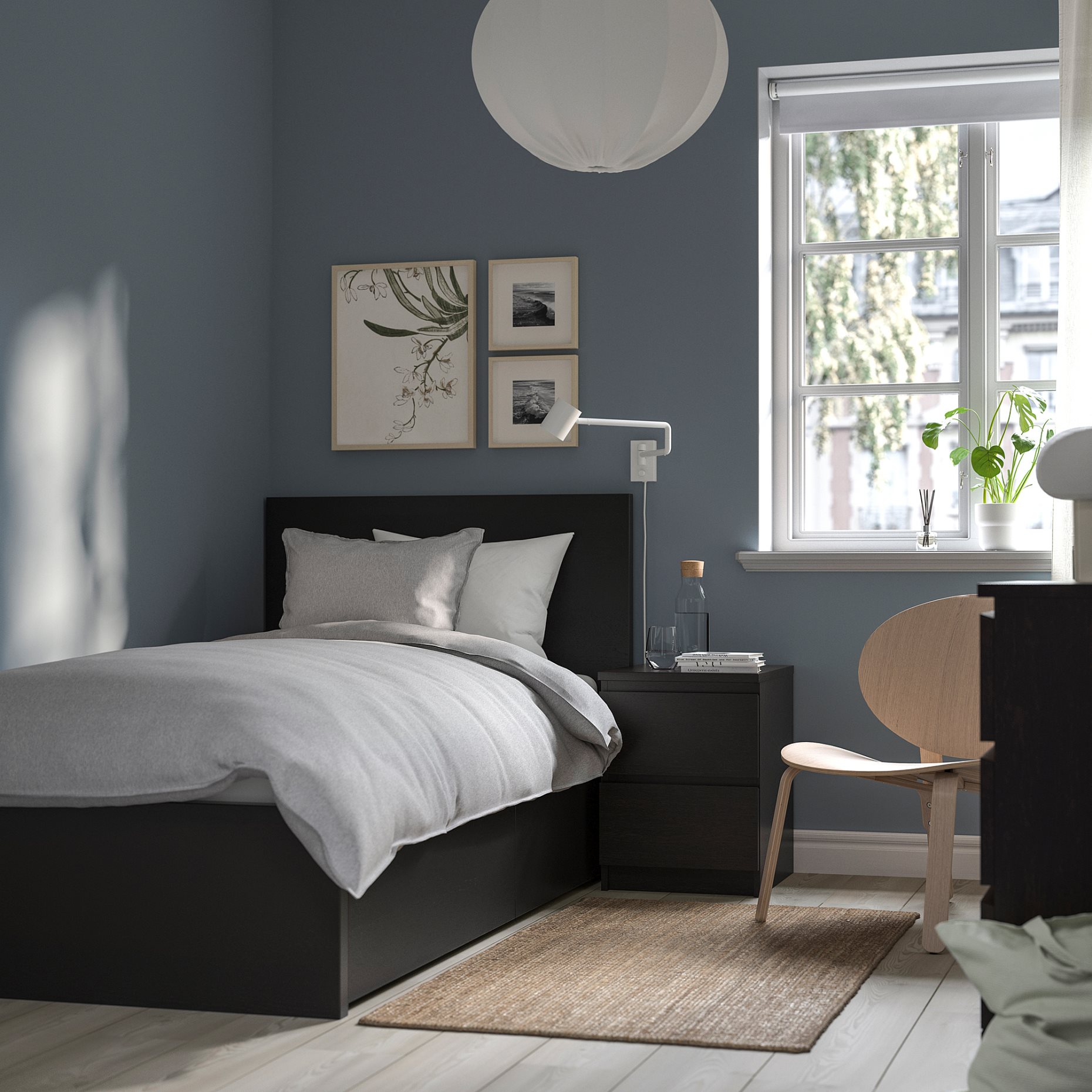MALM, bed frame/high with 2 storage boxes, 90X200 cm, 790.327.34