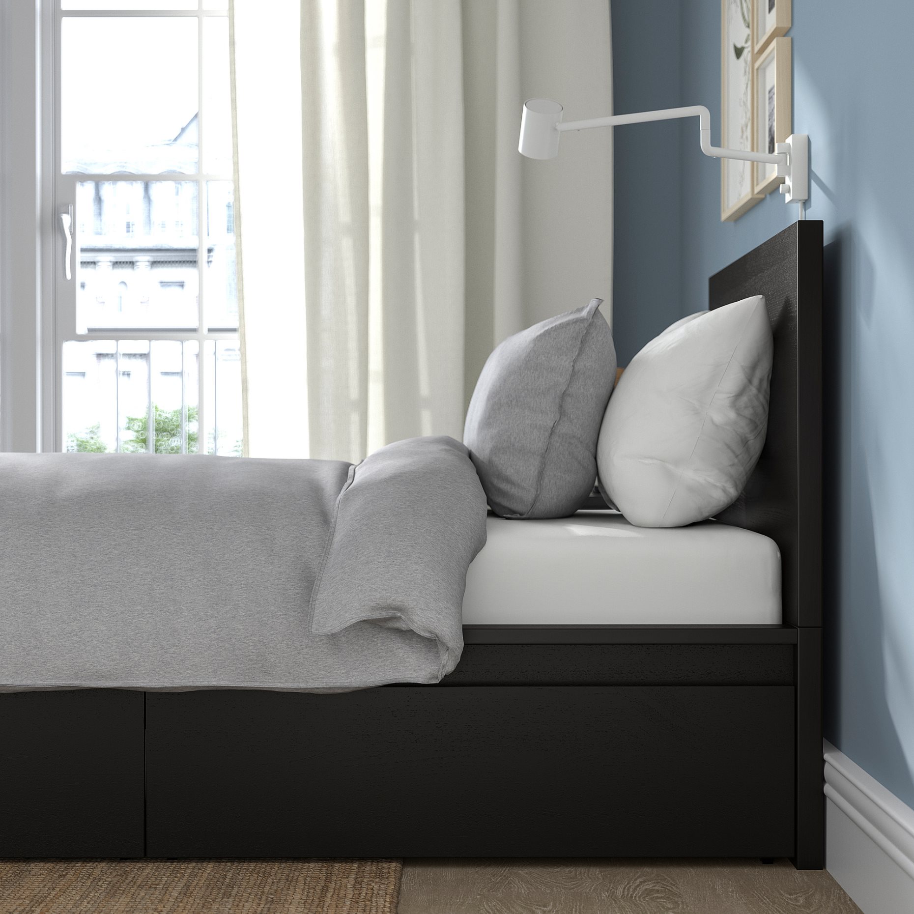 MALM, bed frame/high with 2 storage boxes, 90X200 cm, 790.327.34
