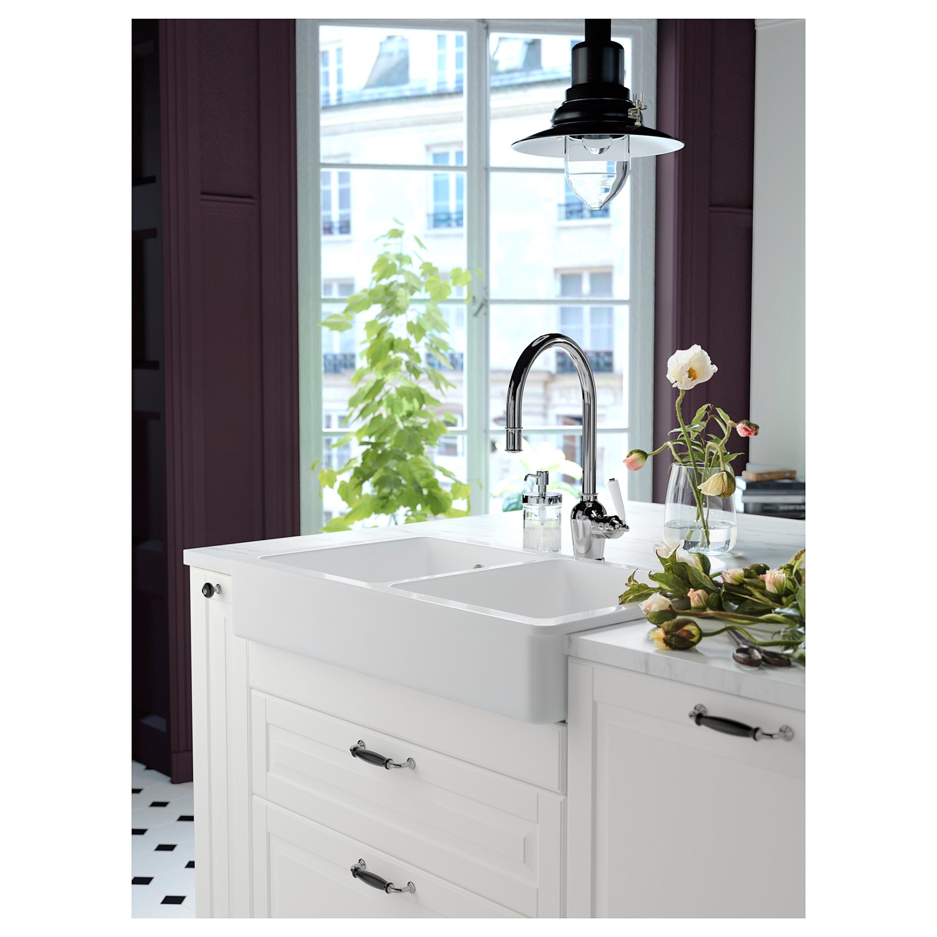 HAVSEN, sink bowl 2 bowls with visible front, 82x48 cm, 792.502.65