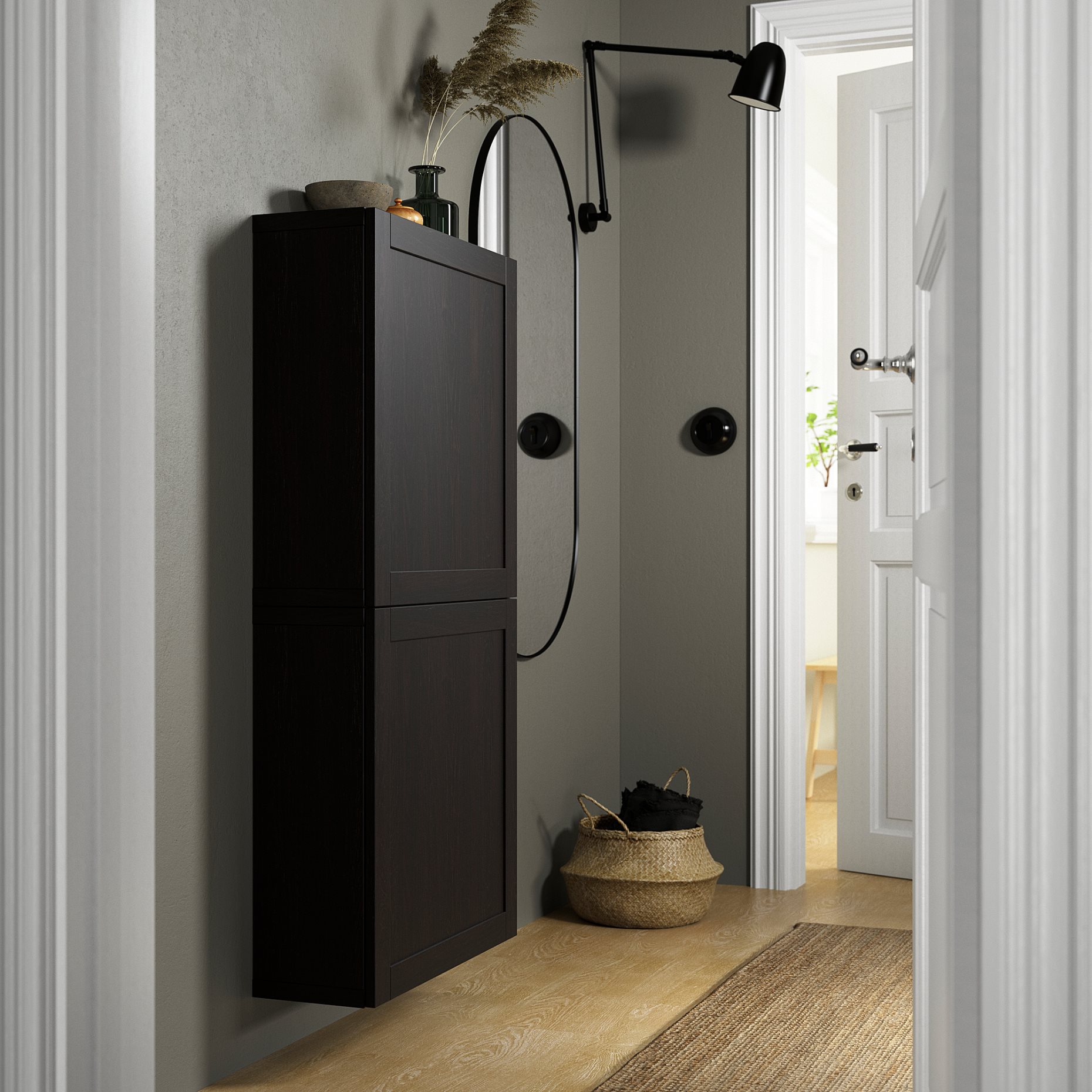 BESTÅ, ντουλάπι τοίχου με 2 πόρτες, 60x22x128 cm, 794.219.84