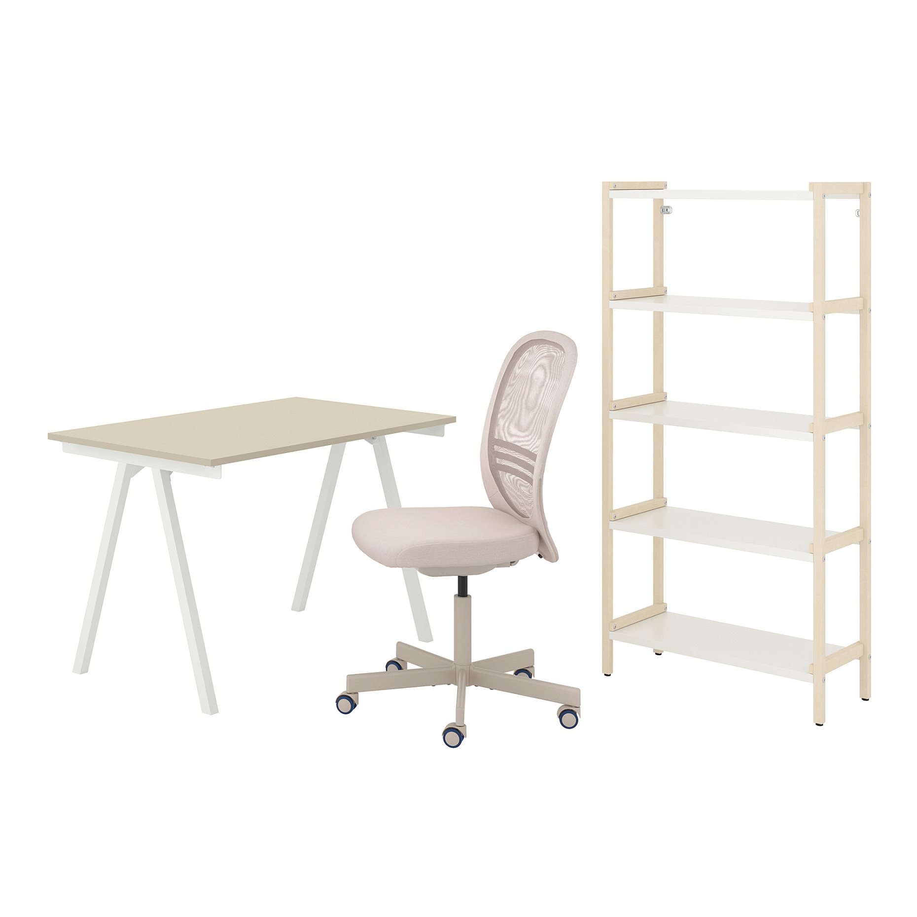TROTTEN/FLINTAN/EKENABBEN, desk and storage combination with swivel chair, 794.368.29