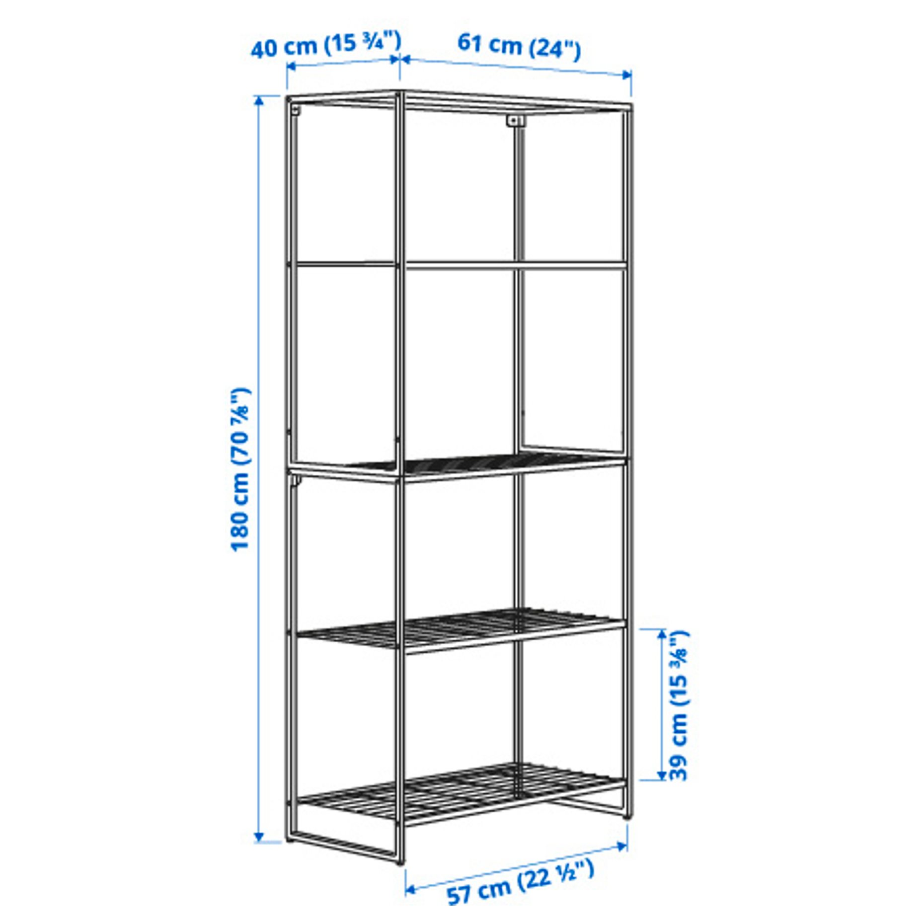 JOSTEIN, shelving unit/in/outdoor/wire, 61x40x180 cm, 794.372.06