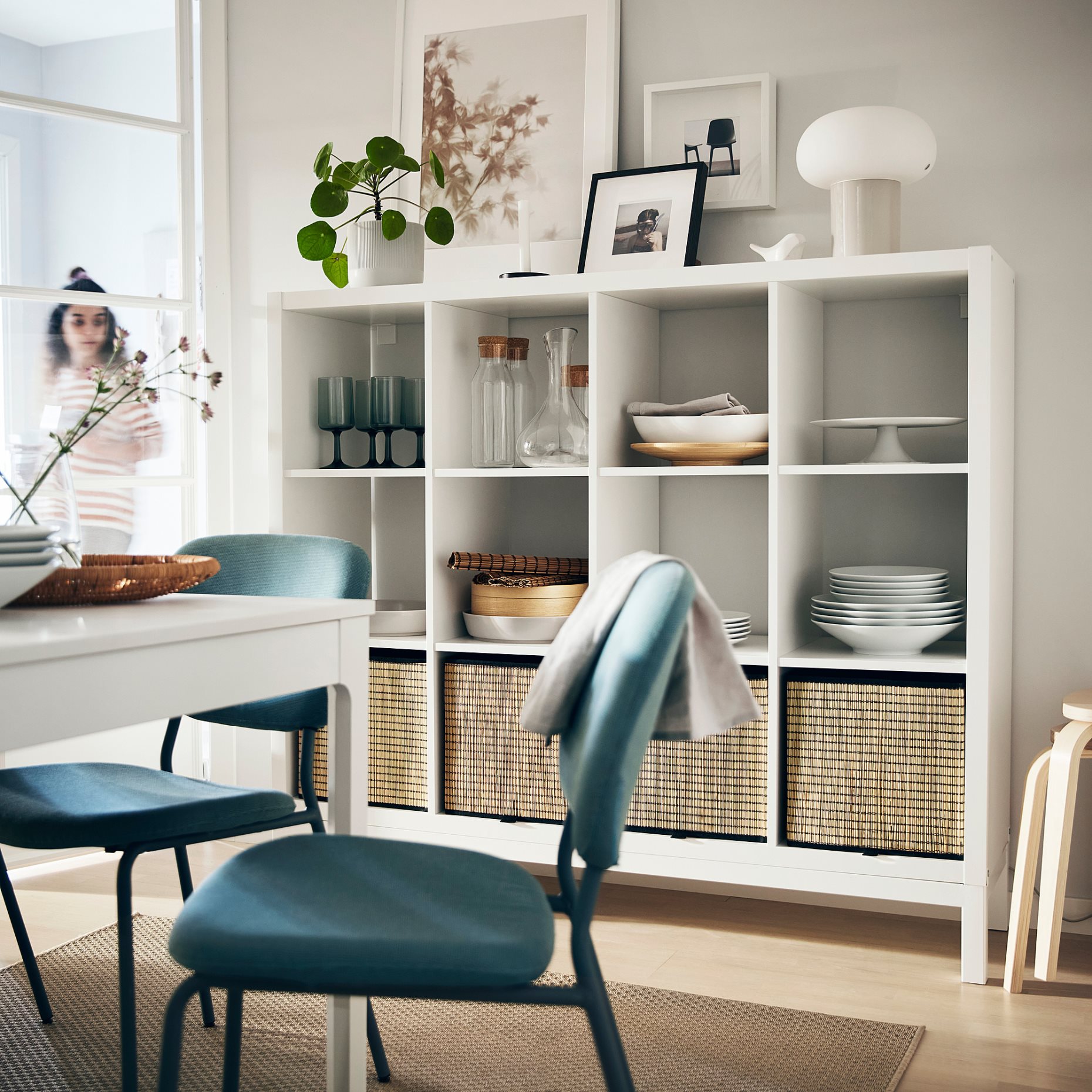 KALLAX, shelving unit with underframe, 147x129 cm, 794.426.94