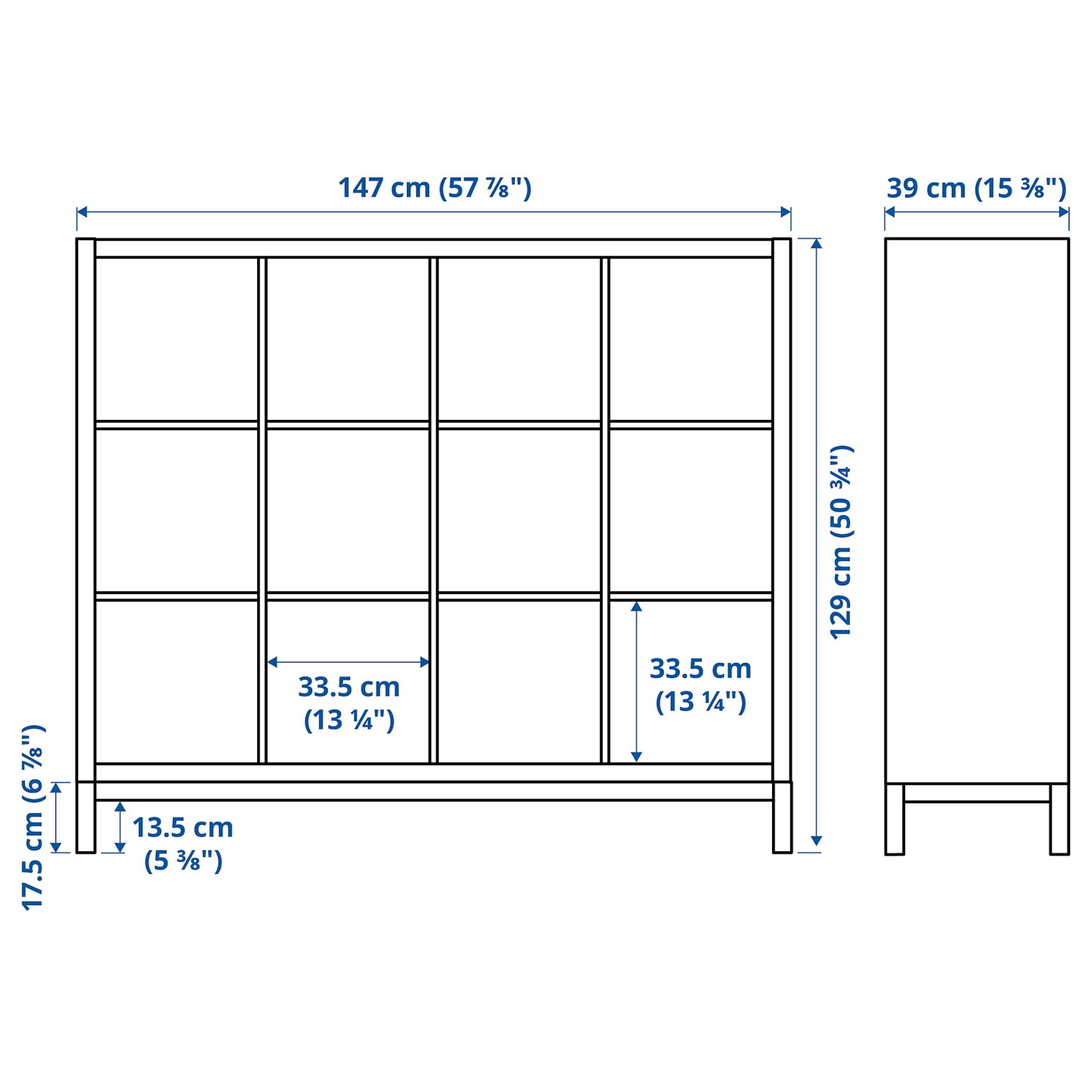 KALLAX, shelving unit with underframe, 147x129 cm, 794.426.94