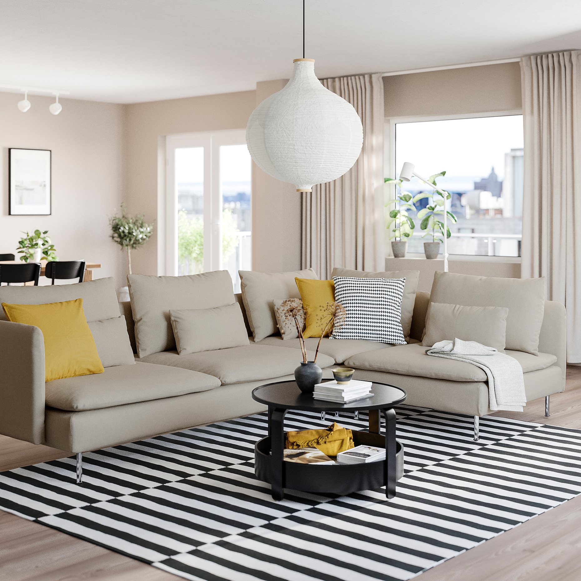 SÖDERHAMN, corner sofa, 4-seat with open end, 794.496.62