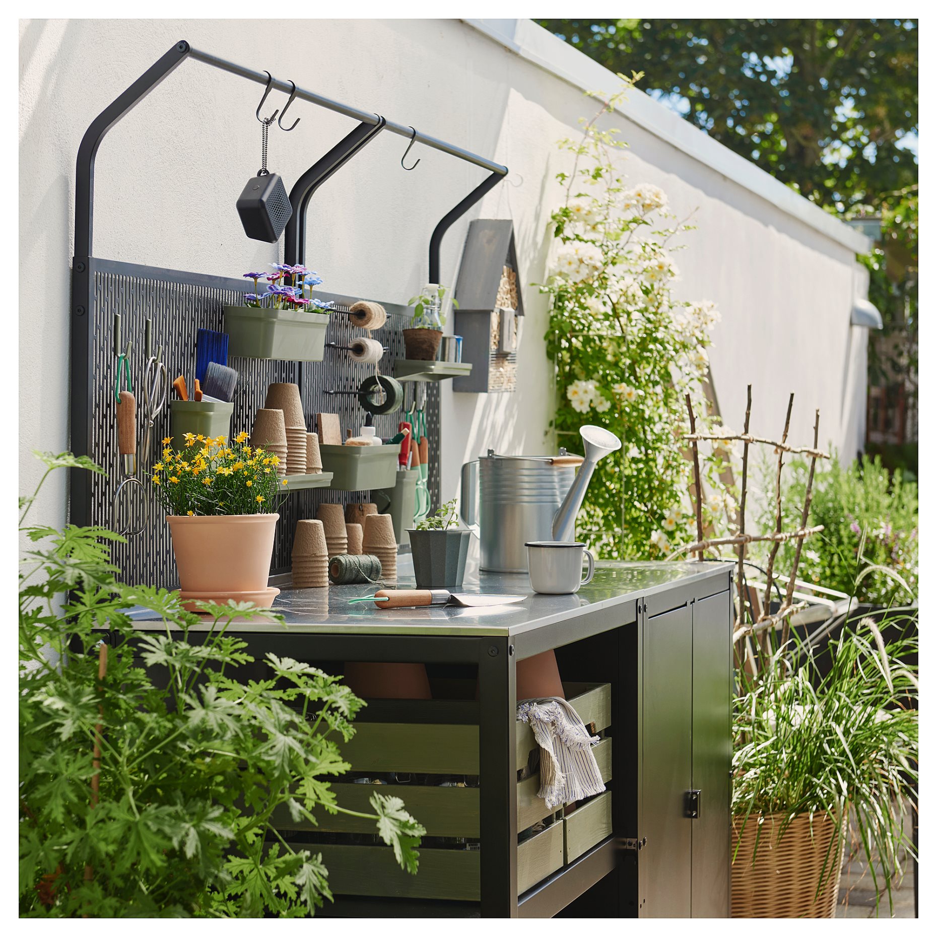 GRILLSKÄR, kitchen island with back panel/outdoor, 86x61x176 cm, 794.952.44