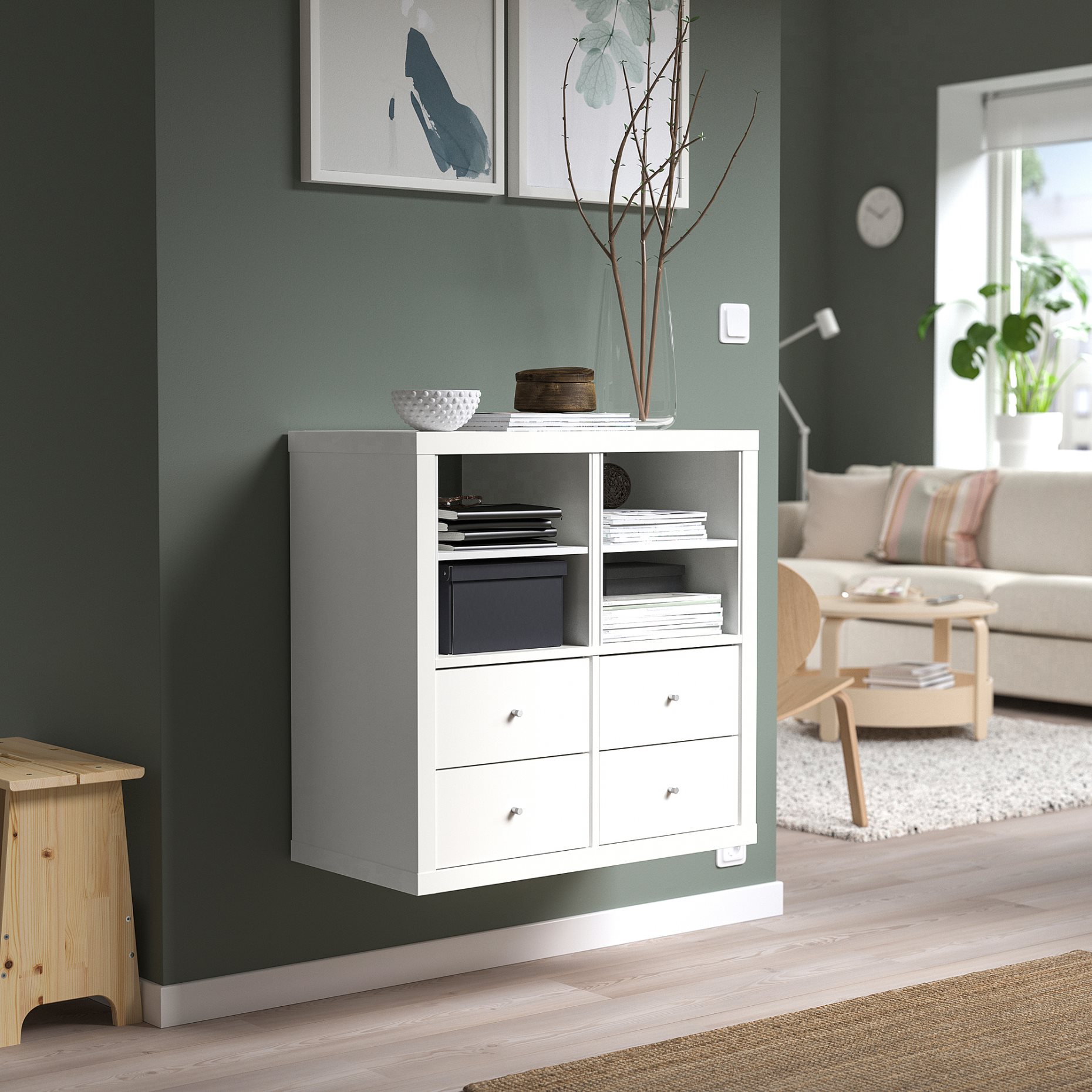 KALLAX, shelving unit with 4 drawers/2 shelf inserts, 77x77 cm, 795.529.51