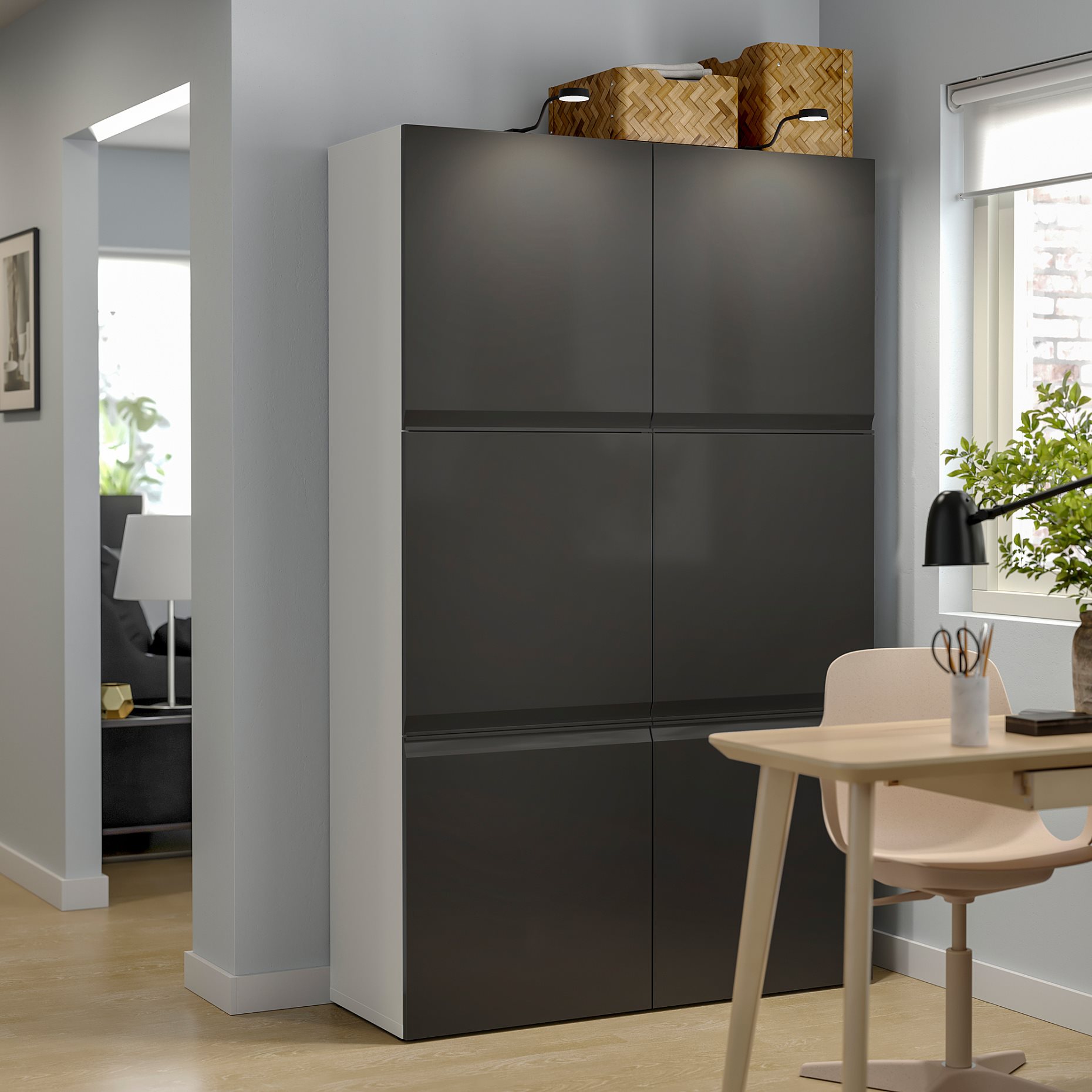 BESTÅ, σύνθεση αποθήκευσης με πόρτες, 120x42x193 cm, 795.693.53