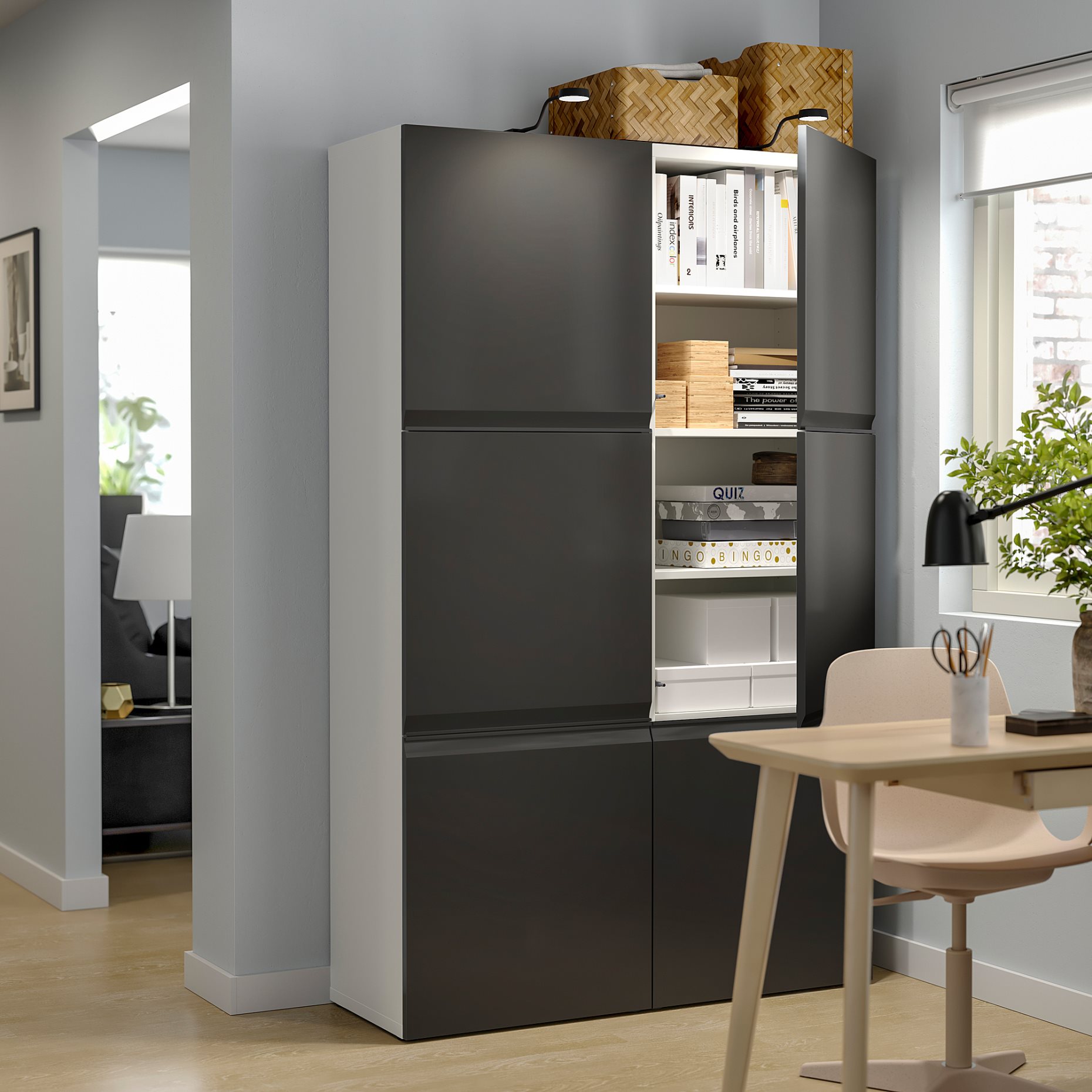 BESTÅ, σύνθεση αποθήκευσης με πόρτες, 120x42x193 cm, 795.693.53